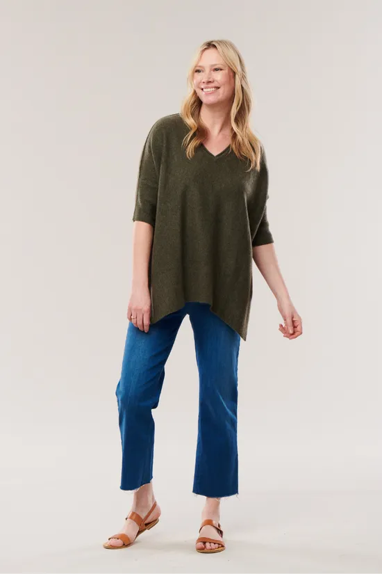 Cashmere V-Neck Oversized T-Shirt