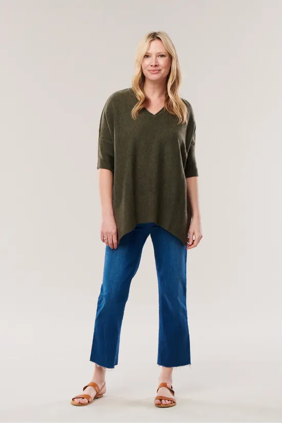 Cashmere V-Neck Oversized T-Shirt