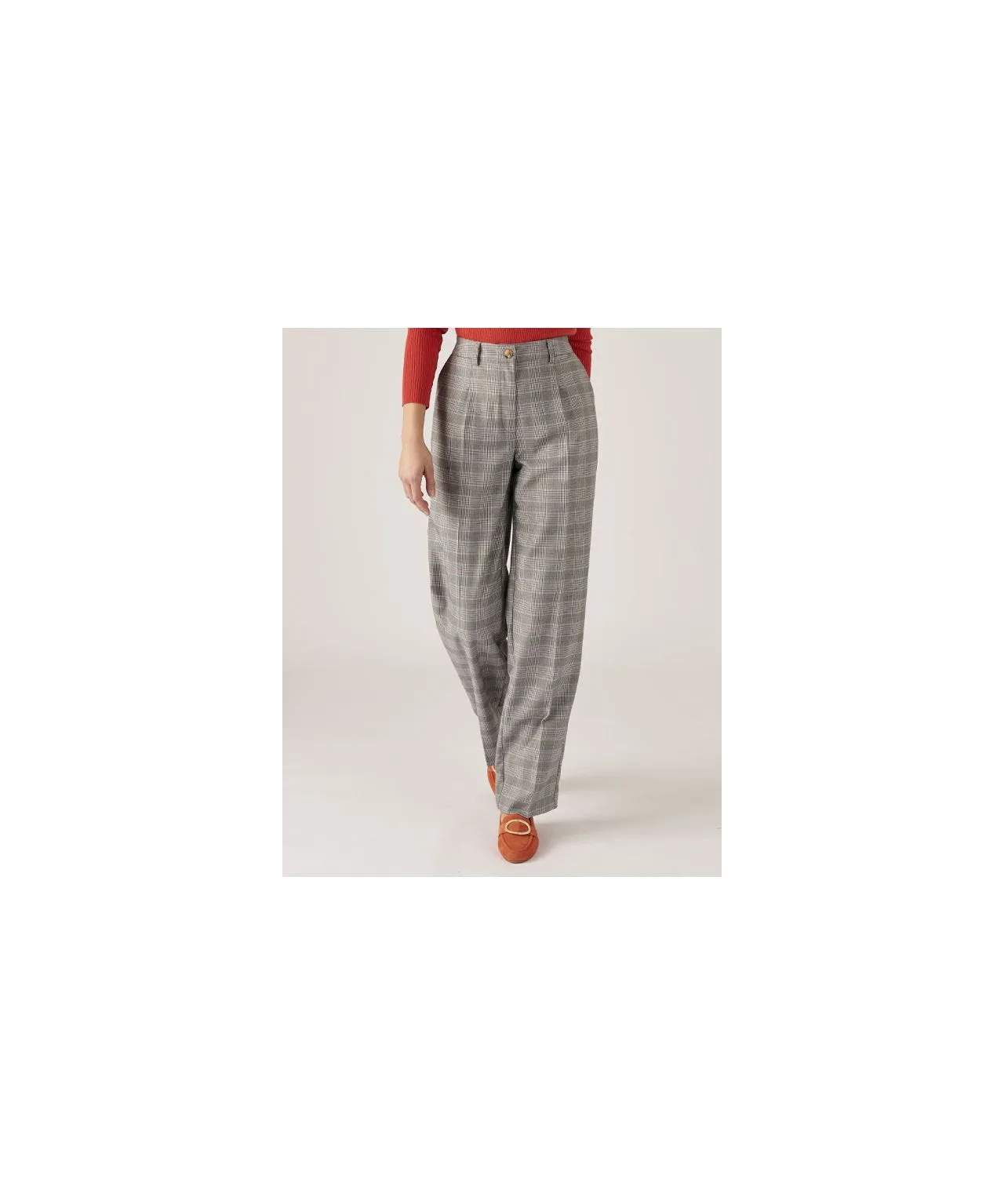 Stretch Jersey Check Flat Trousers