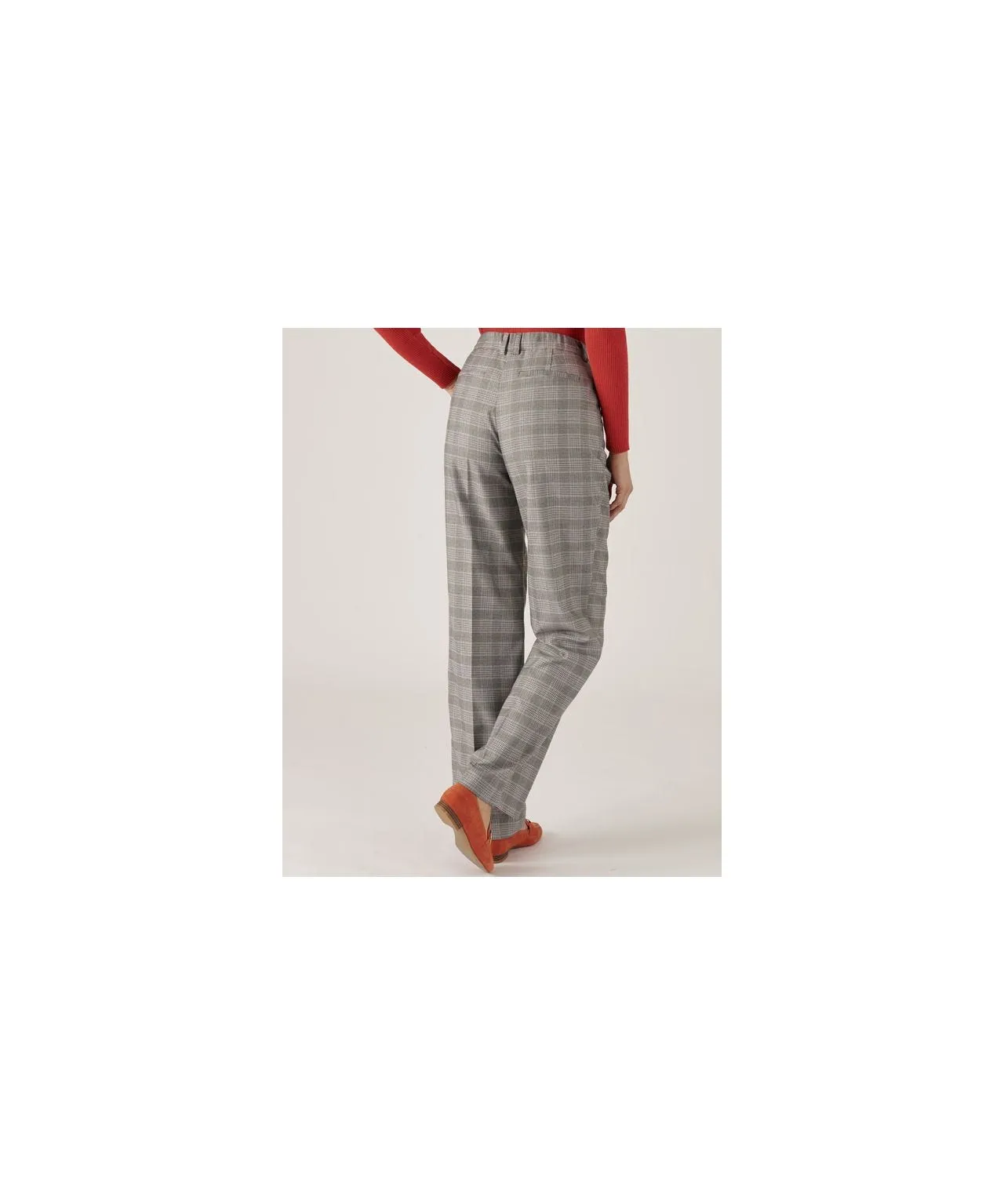 Stretch Jersey Check Flat Trousers