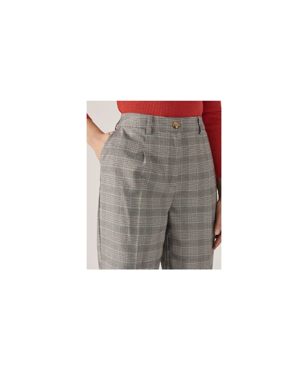 Stretch Jersey Check Flat Trousers