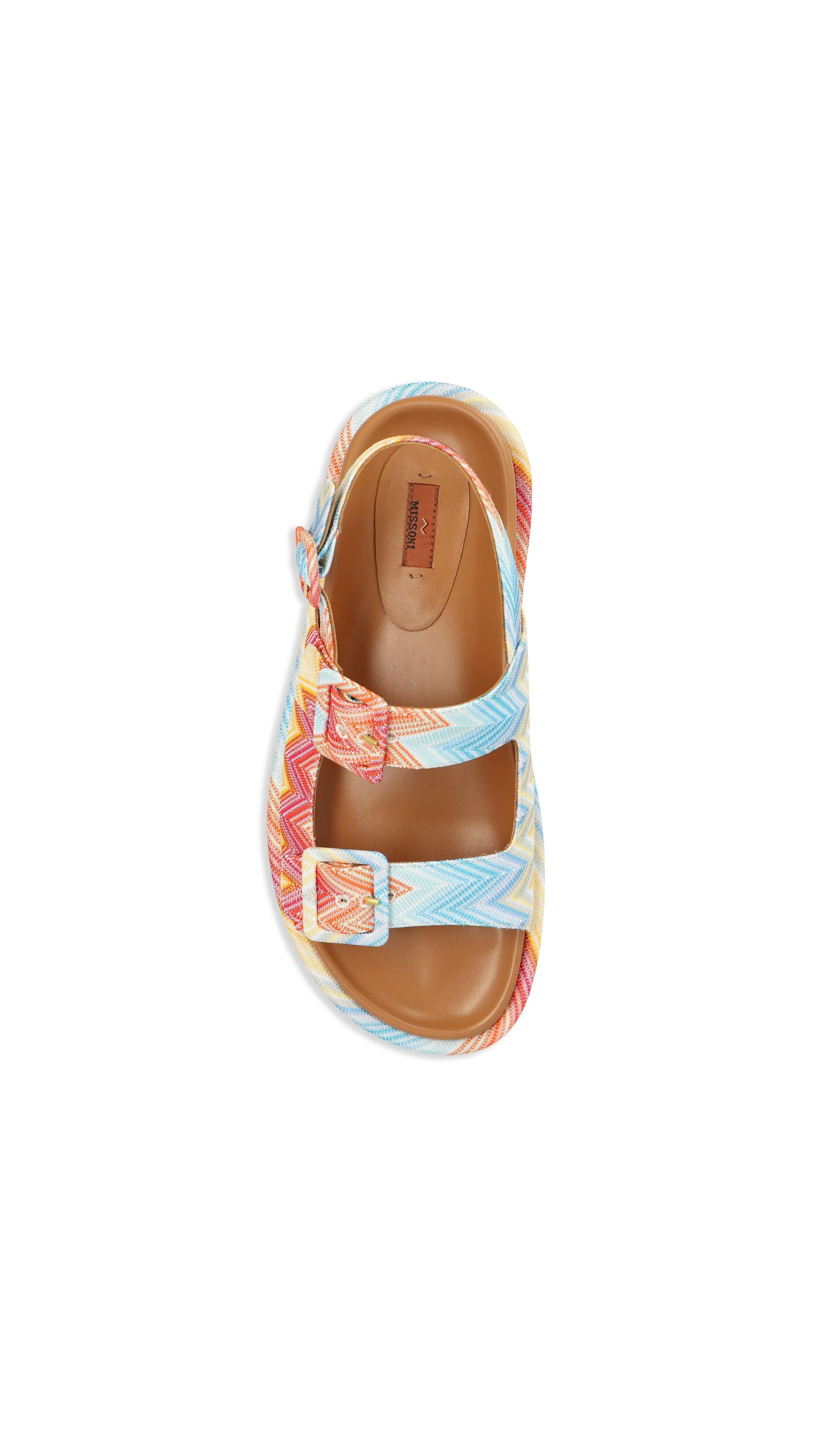 Chevron Buckle Sandals - Multicolored