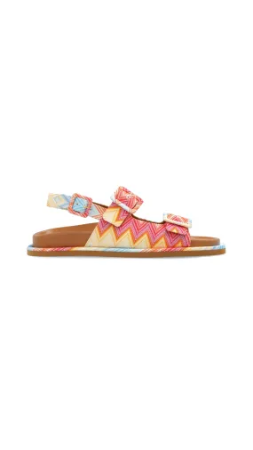 Chevron Buckle Sandals - Multicolored