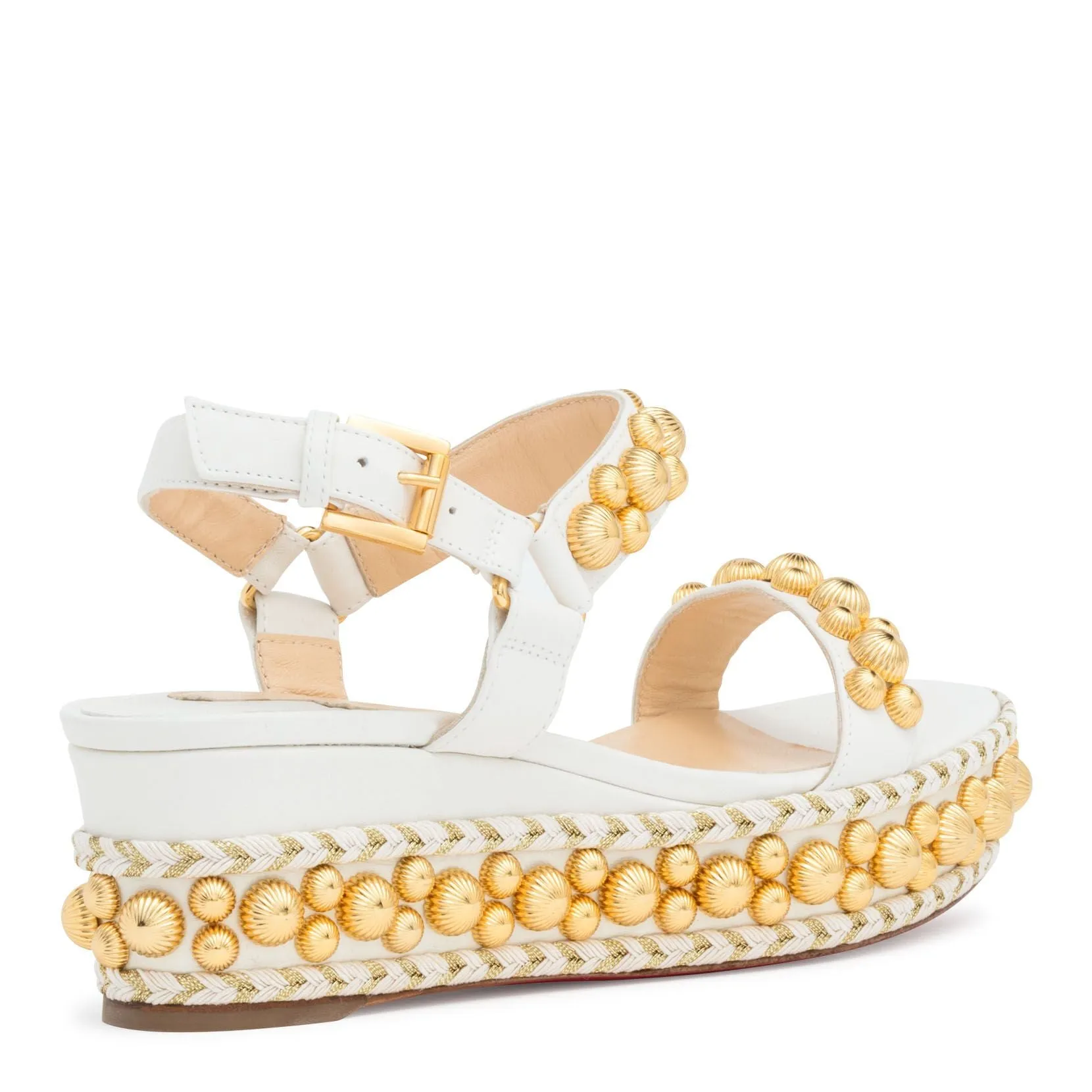 Christian Louboutin Rondaclou 60 White Leather Wedge Sandals