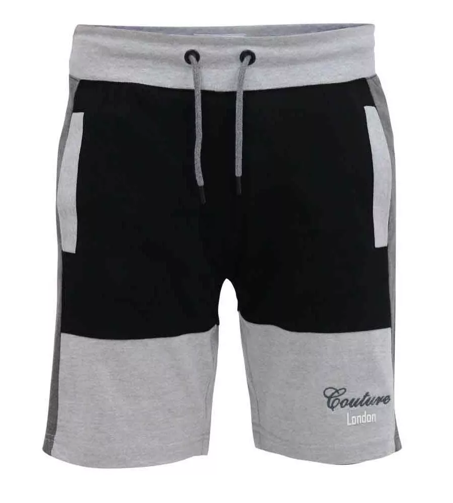 D555 Big Mens Black Cut and Sew Couture Shorts (KIRTON)