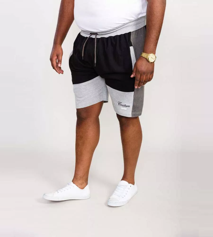 D555 Big Mens Black Cut and Sew Couture Shorts (KIRTON)