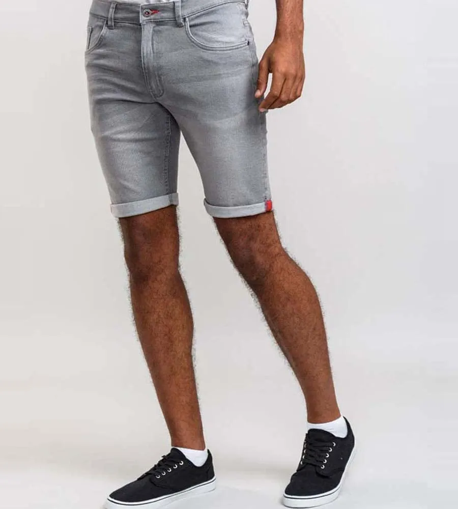 Men's Grey Stretch Denim Shorts by D555 - Griffin 2