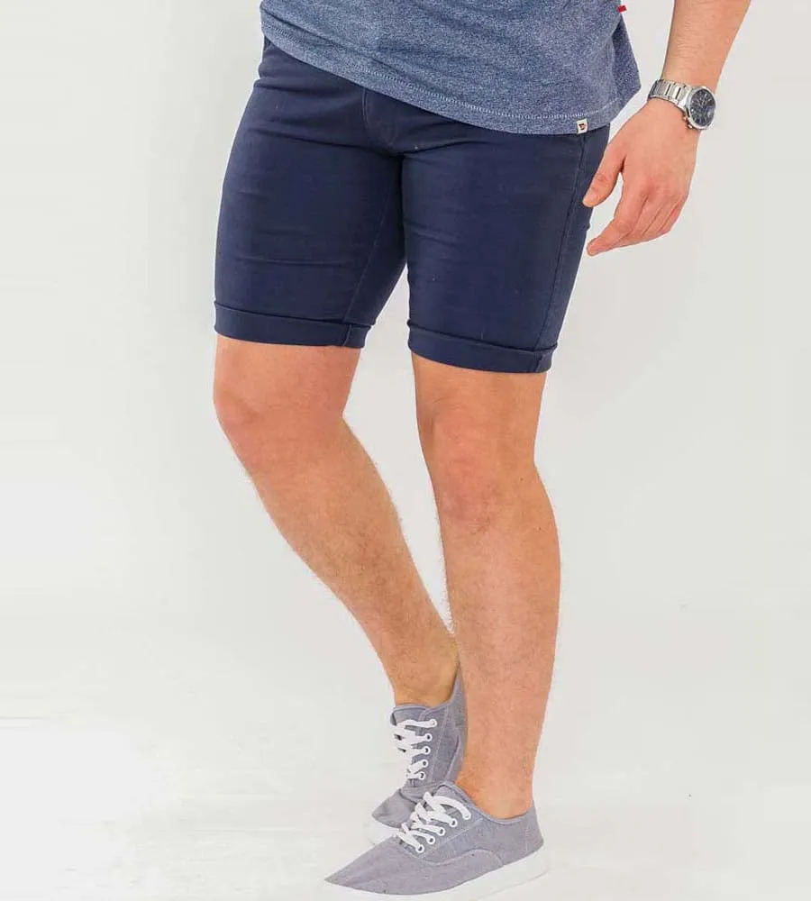 Navy Stretch Chino Shorts (OPALA 1) for Men by D555