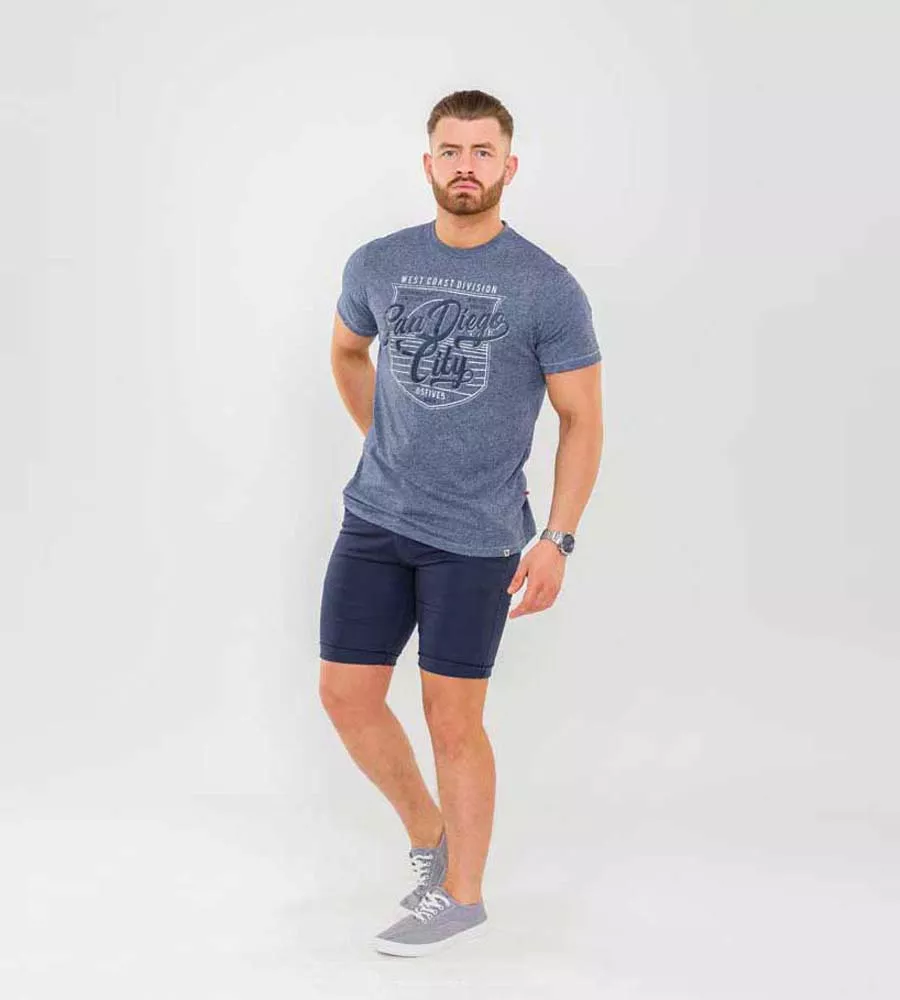 Navy Stretch Chino Shorts (OPALA 1) for Men by D555