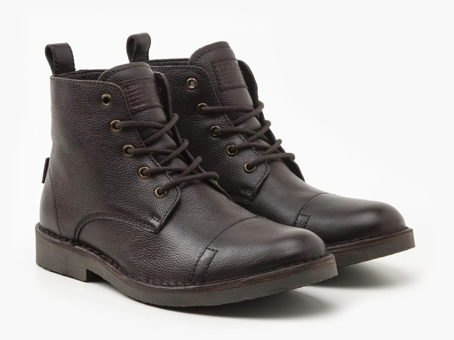 Dark Brown Levi's® Leather Track Lace Up Boots