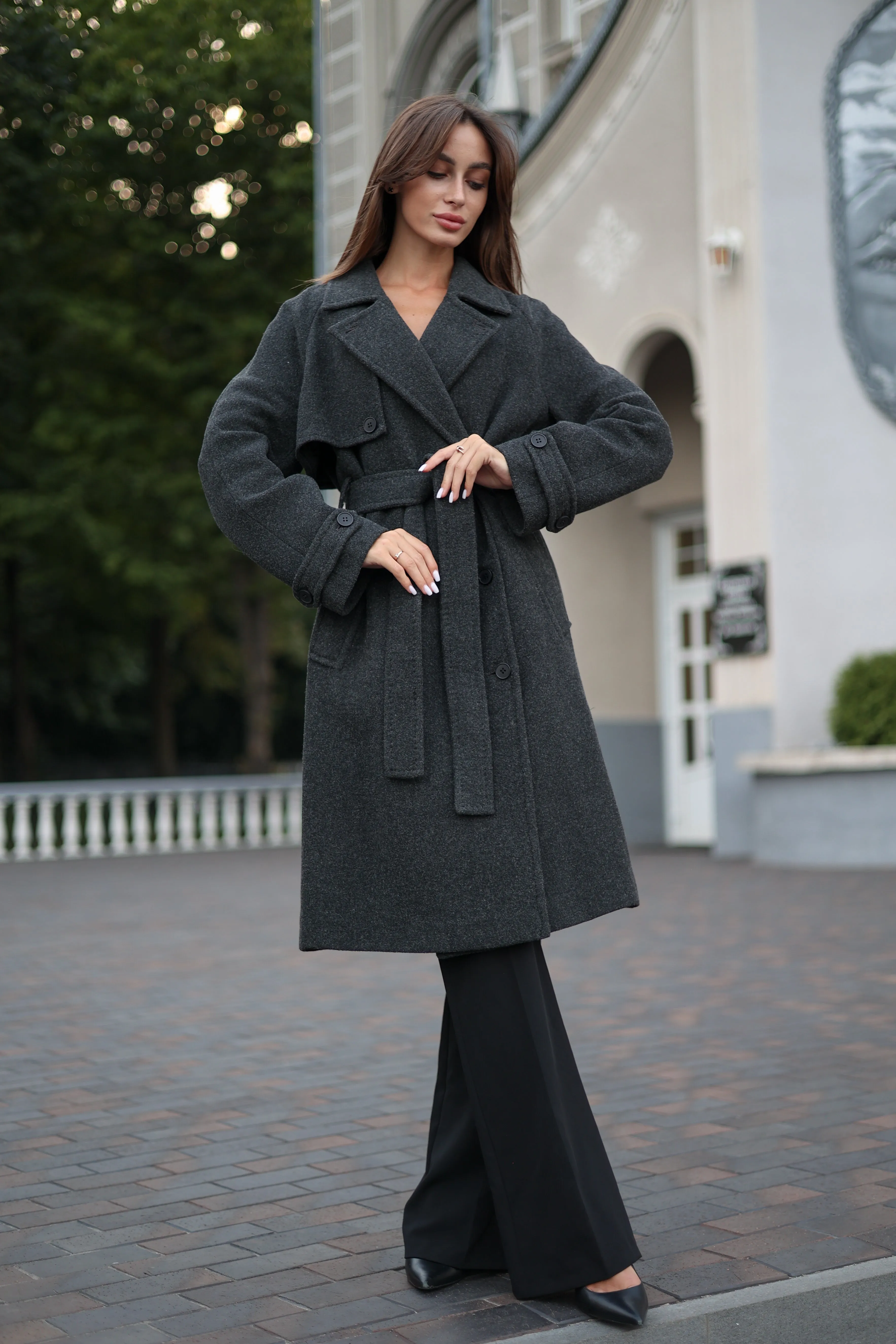 Dark Grey Classic Wool Blend Coat