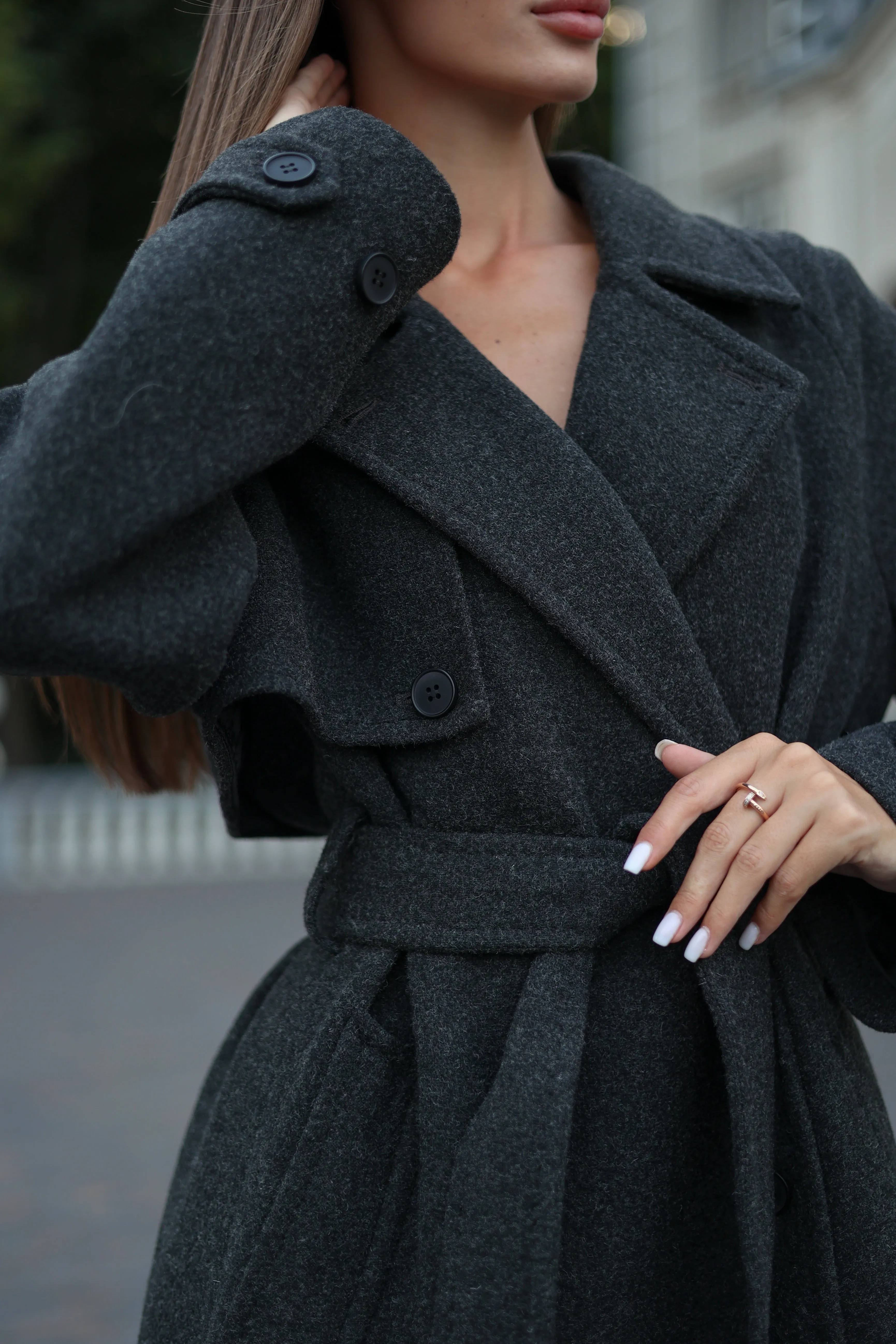 Dark Grey Classic Wool Blend Coat