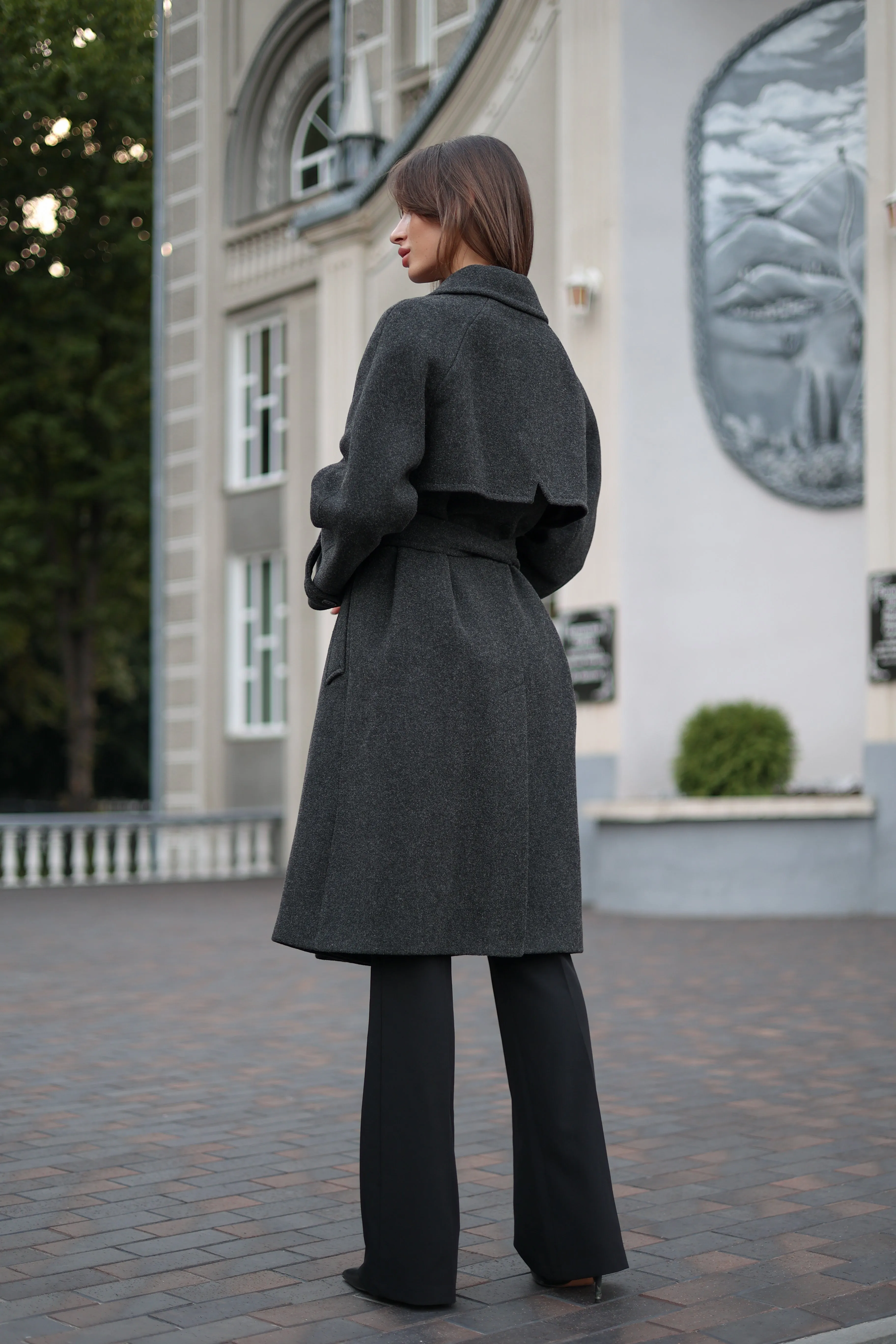 Dark Grey Classic Wool Blend Coat