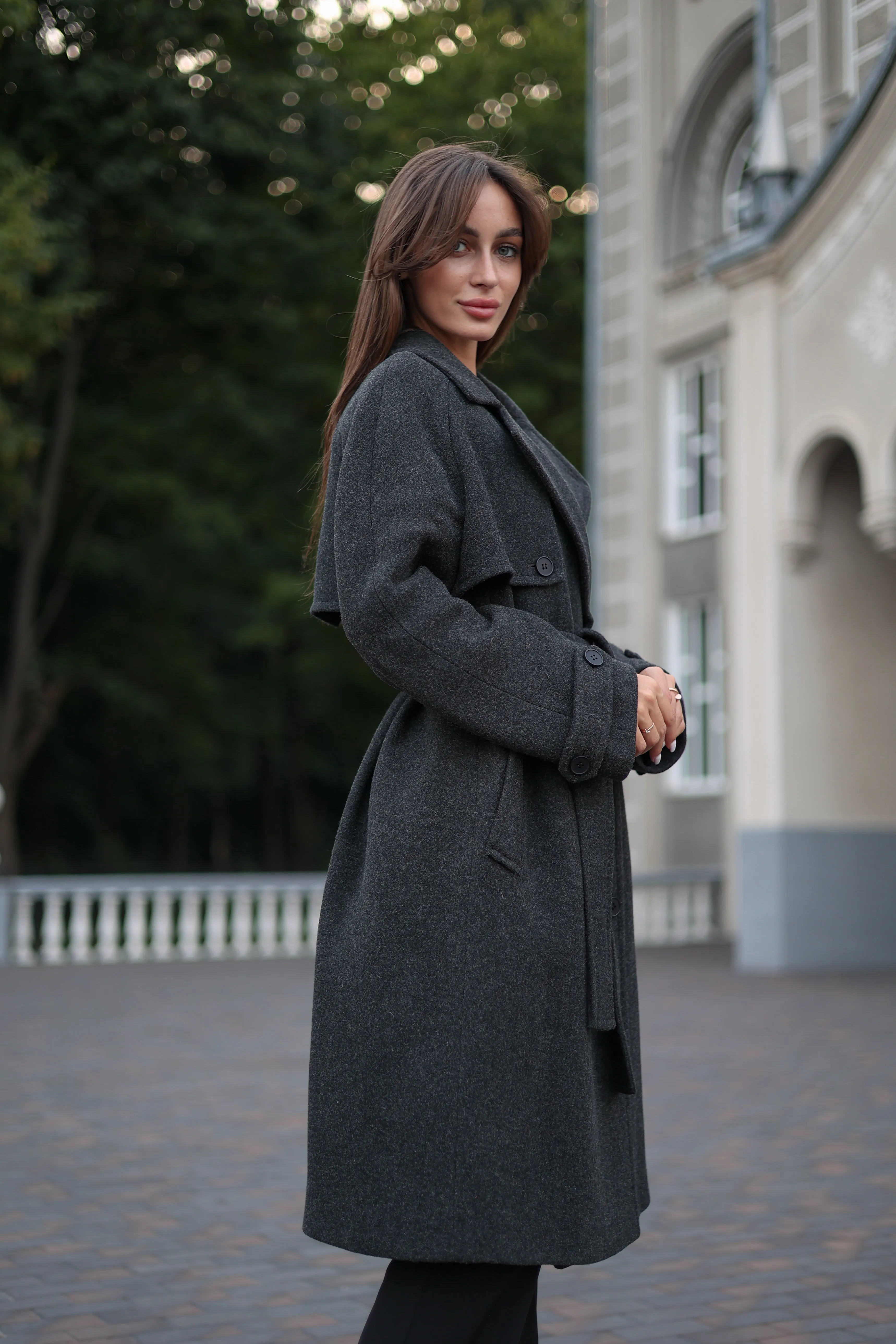 Dark Grey Classic Wool Blend Coat