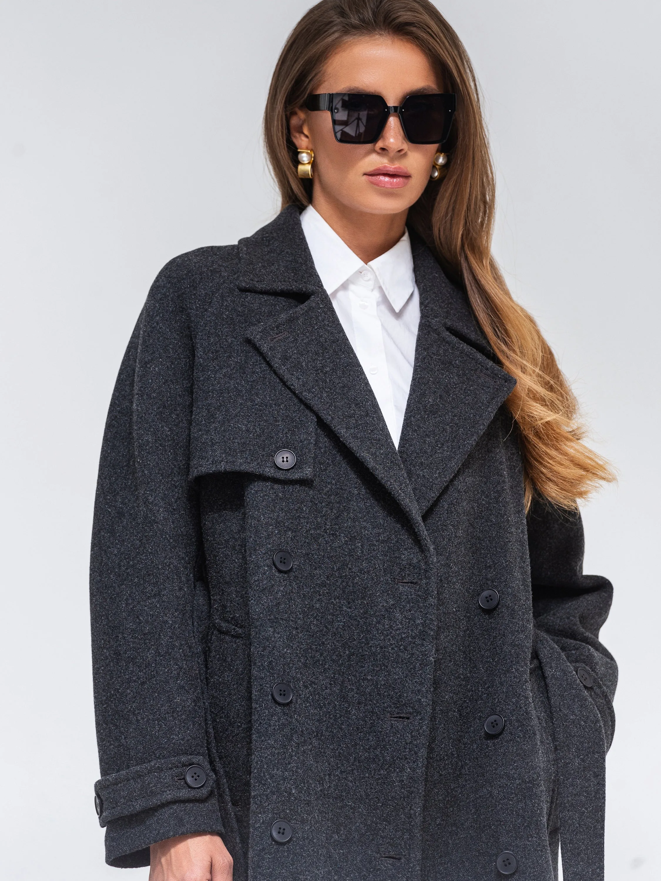 Dark Grey Classic Wool Blend Coat