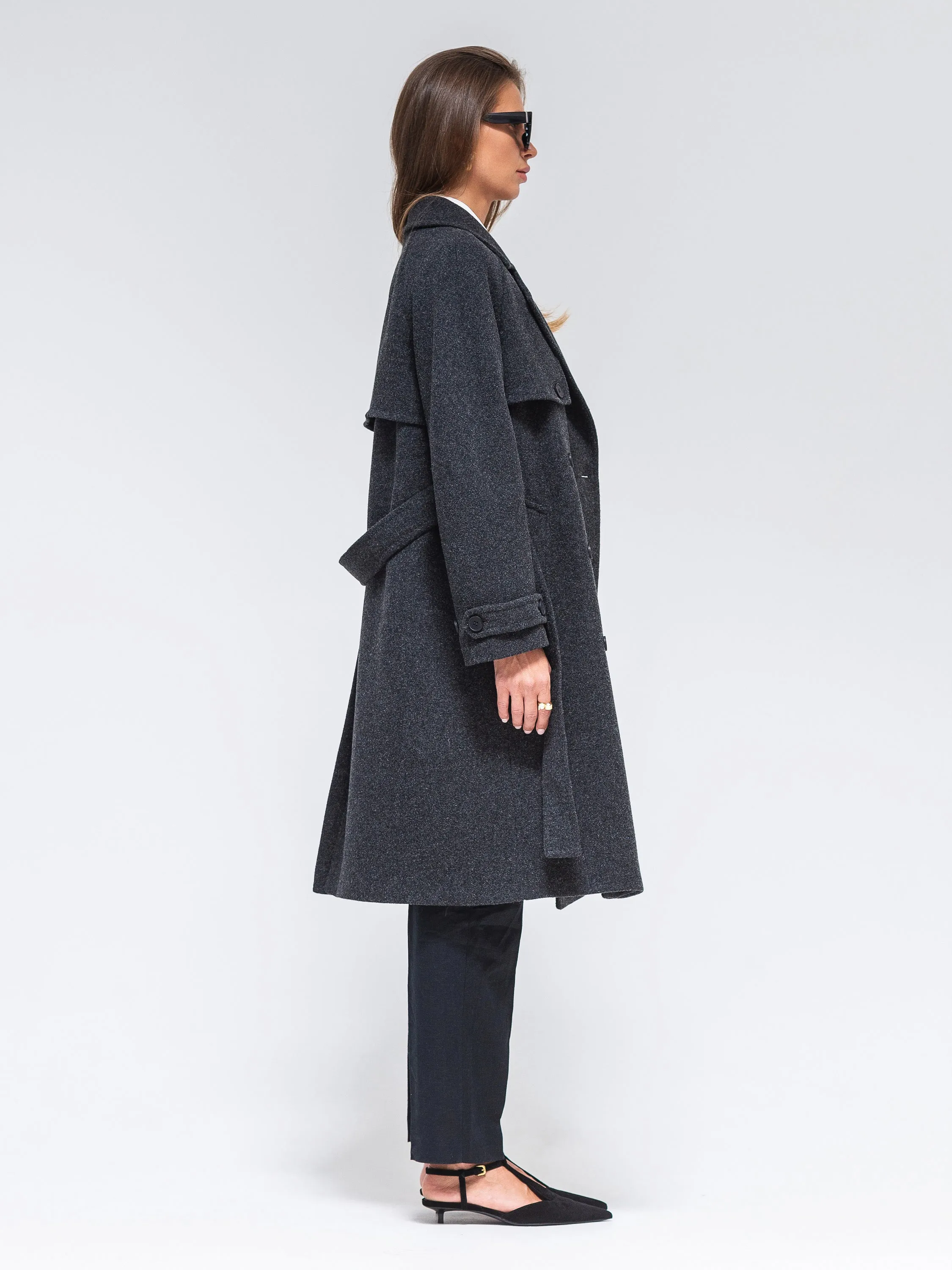 Dark Grey Classic Wool Blend Coat