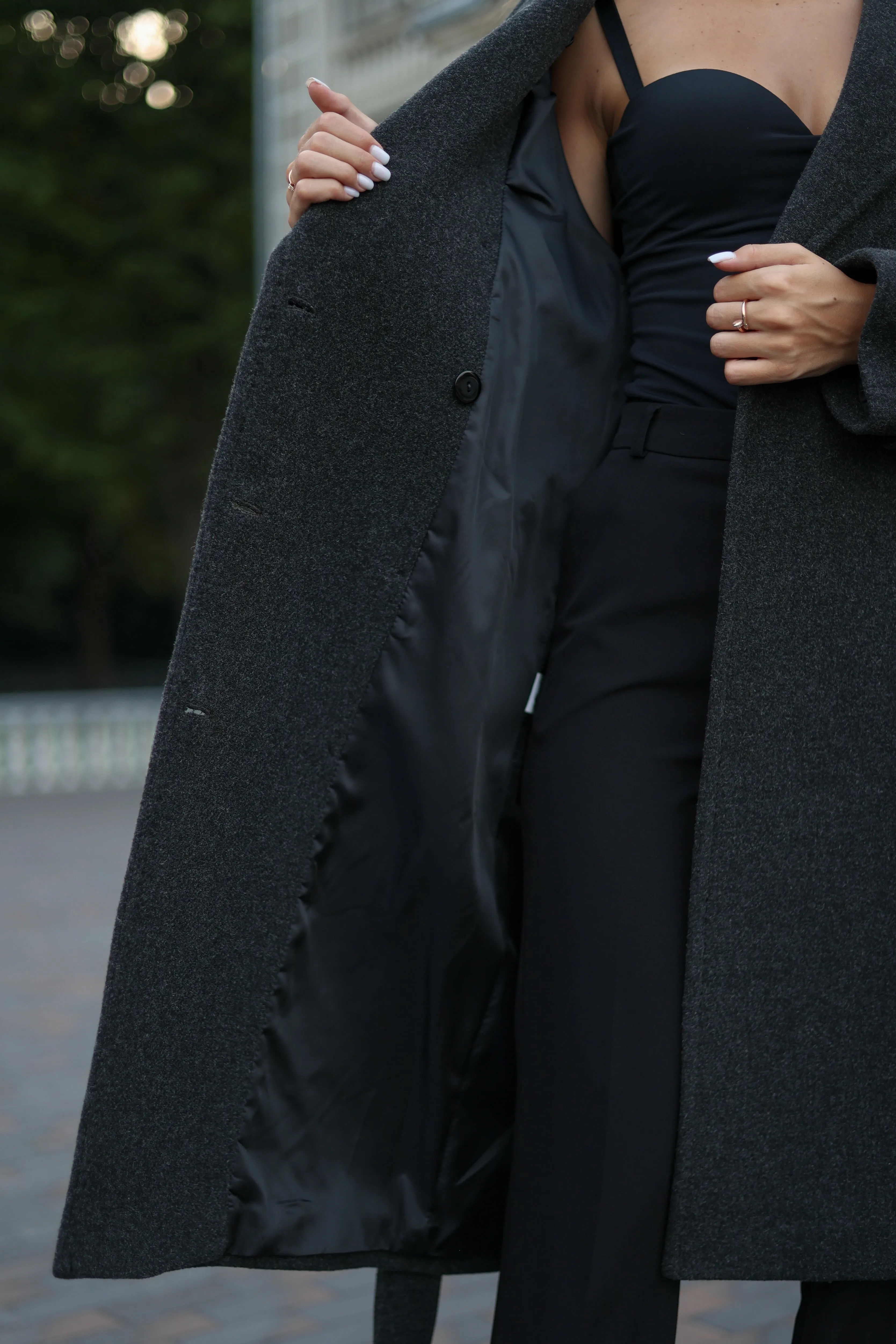 Dark Grey Classic Wool Blend Coat