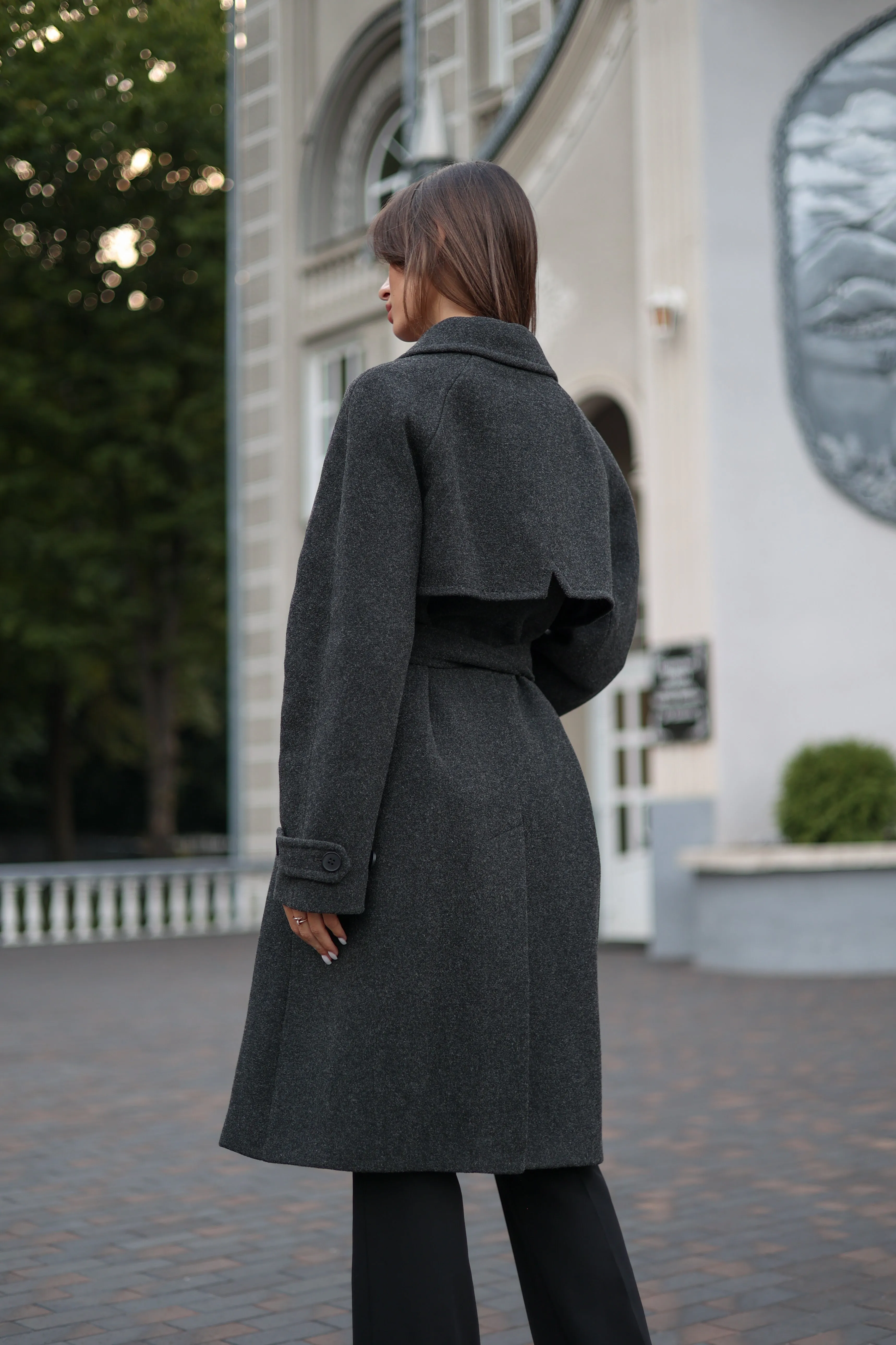 Dark Grey Classic Wool Blend Coat