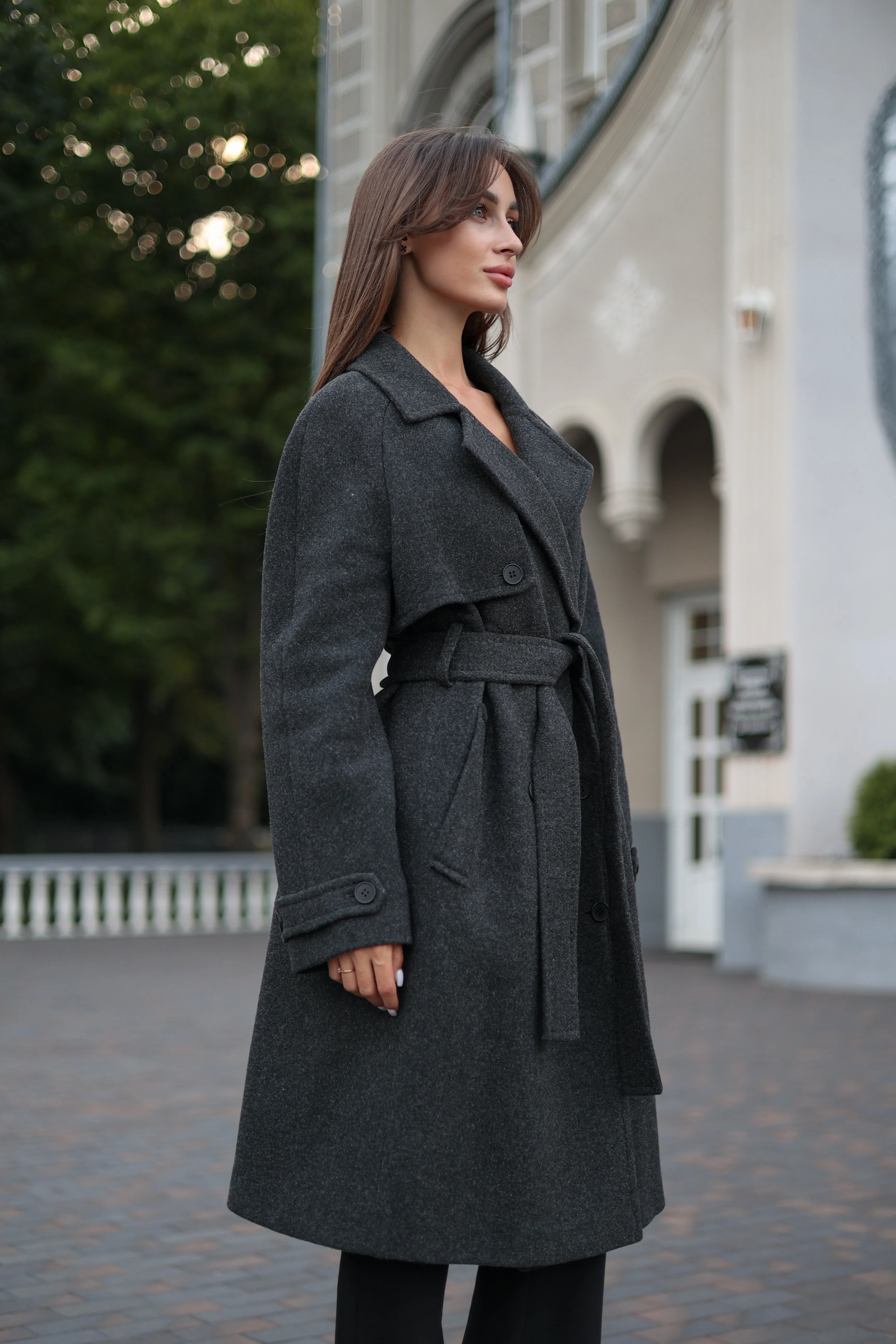 Dark Grey Classic Wool Blend Coat