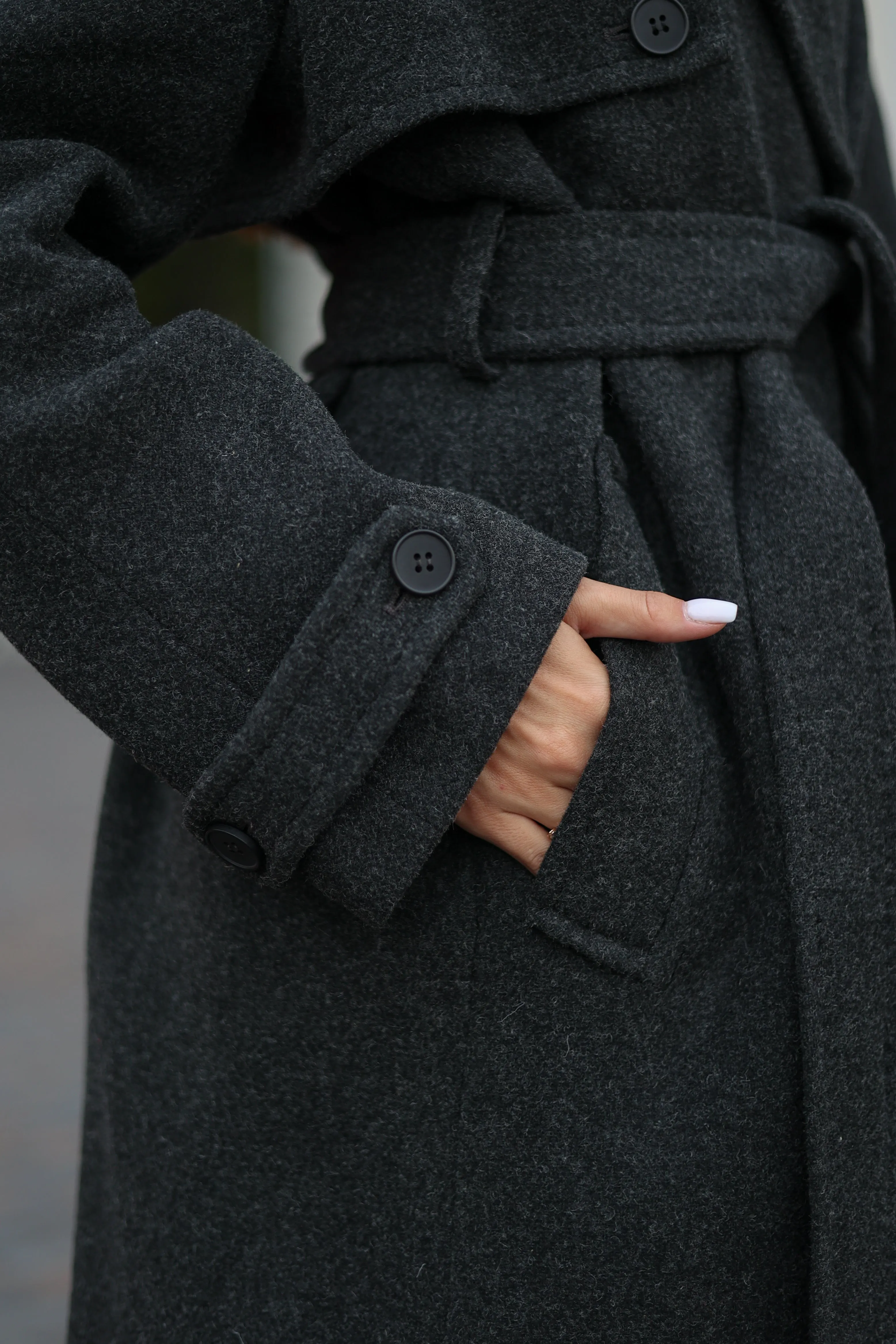 Dark Grey Classic Wool Blend Coat