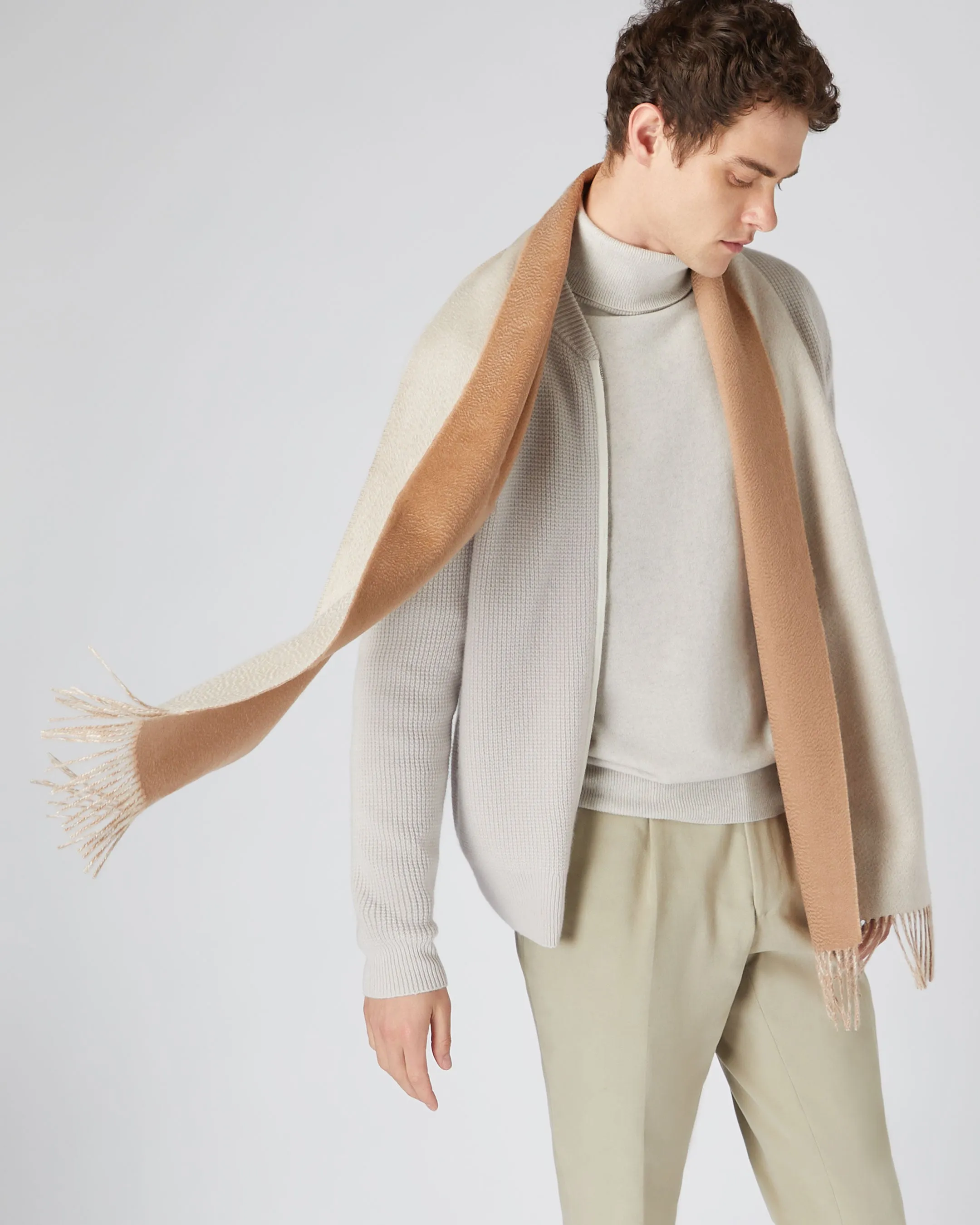 Dark Tan Brown Cashmere Scarf - Unisex Doubleface Woven