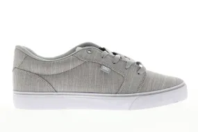 DC Anvil TX SE Men's Gray Canvas Skate Sneakers - Lace Up Shoes, ADYS300036