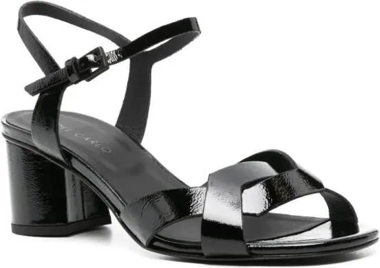 Del Carlo Ben 55mm Black Leather Sandals