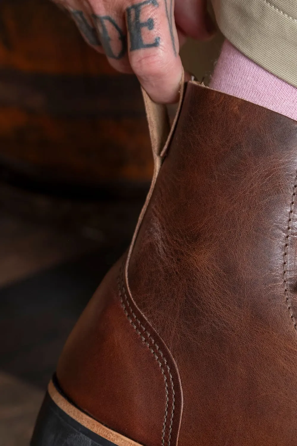 Derby Boots in Dark Tan Color