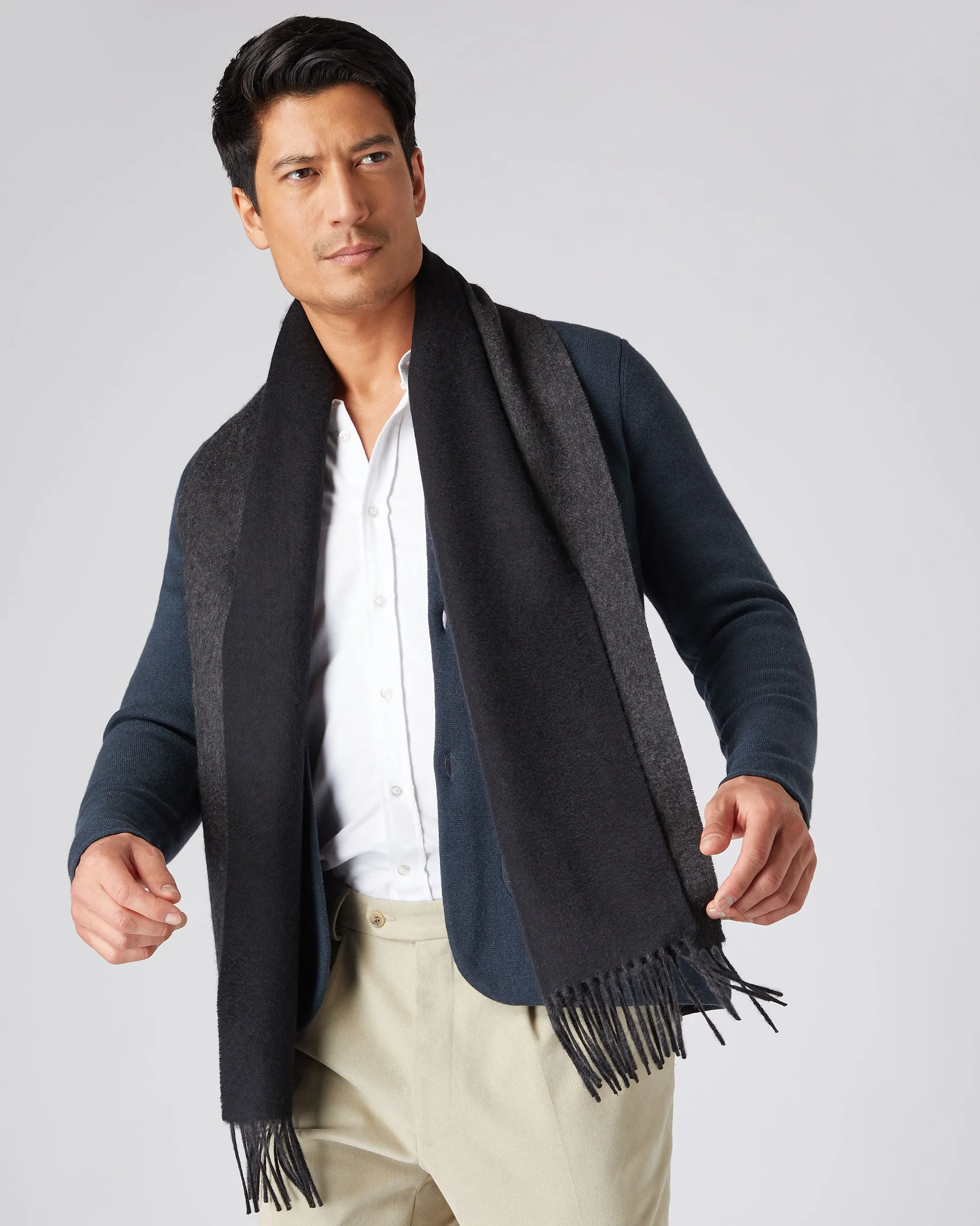 Double-Sided Cashmere Scarf Black