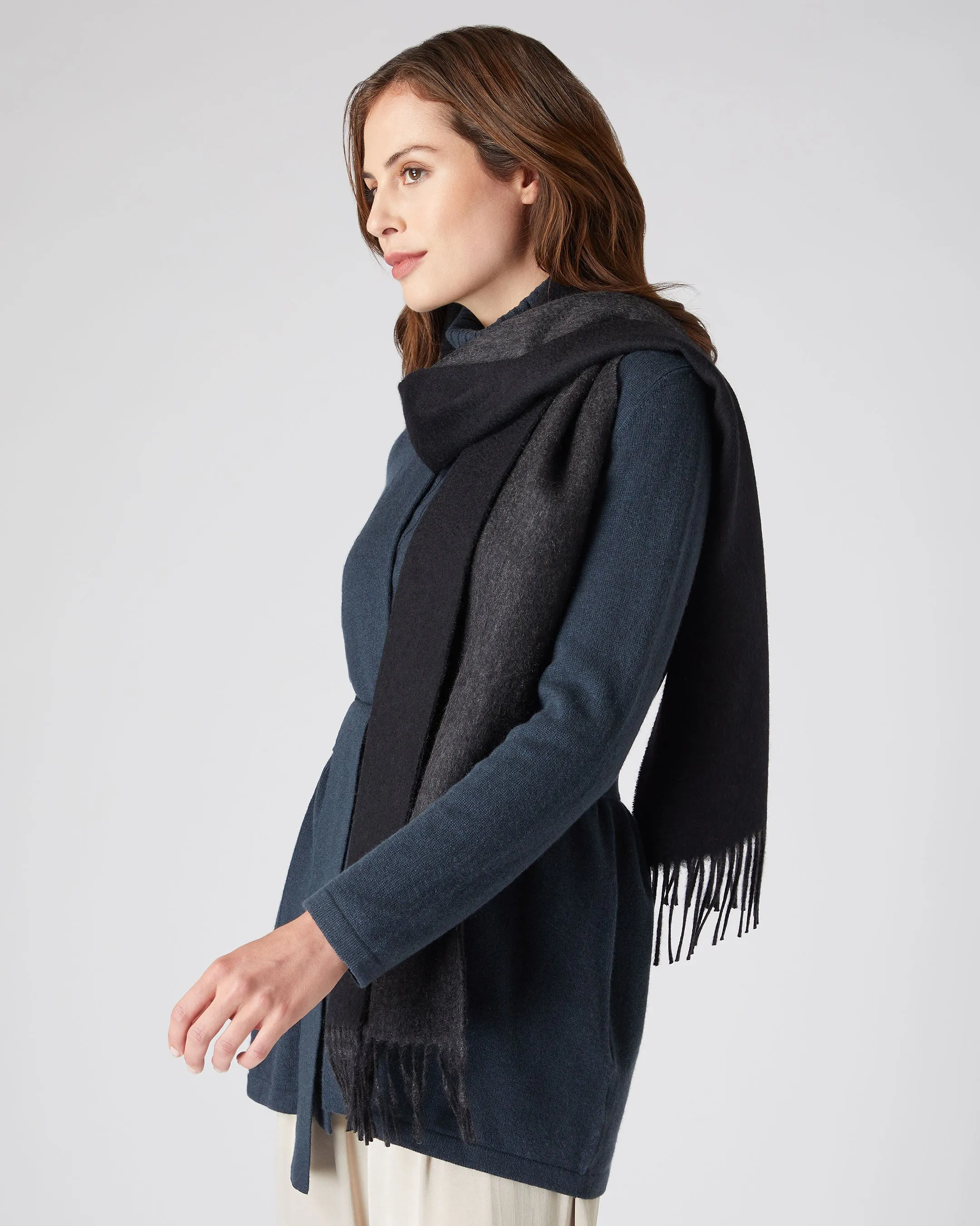 Double-Sided Cashmere Scarf Black