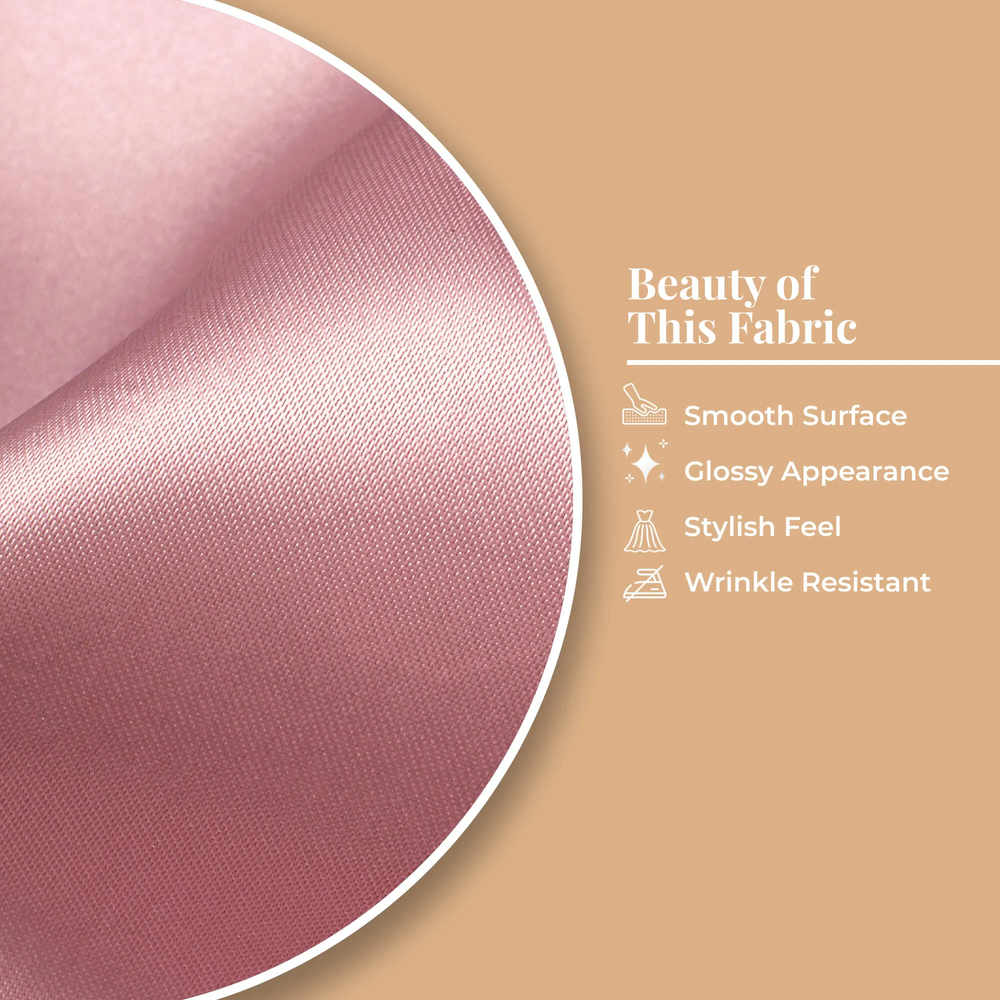 Dusty Pink Satin Fabric - Neon Ultra Plain