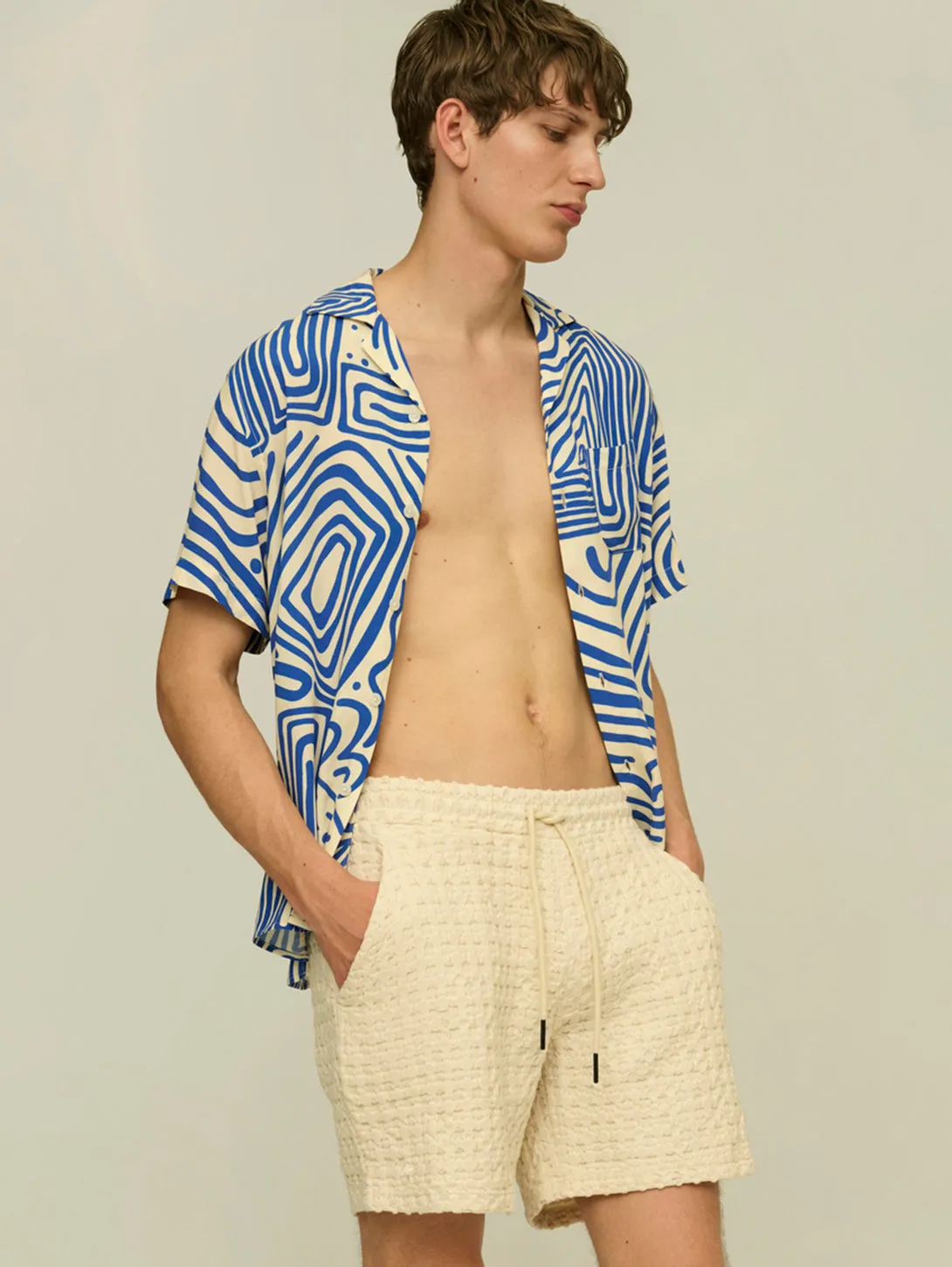 Ecru Porto Waffle Shorts