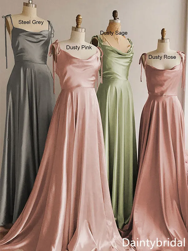 Elegant Sleeveless A-line Bridesmaid Dresses with Side Slit