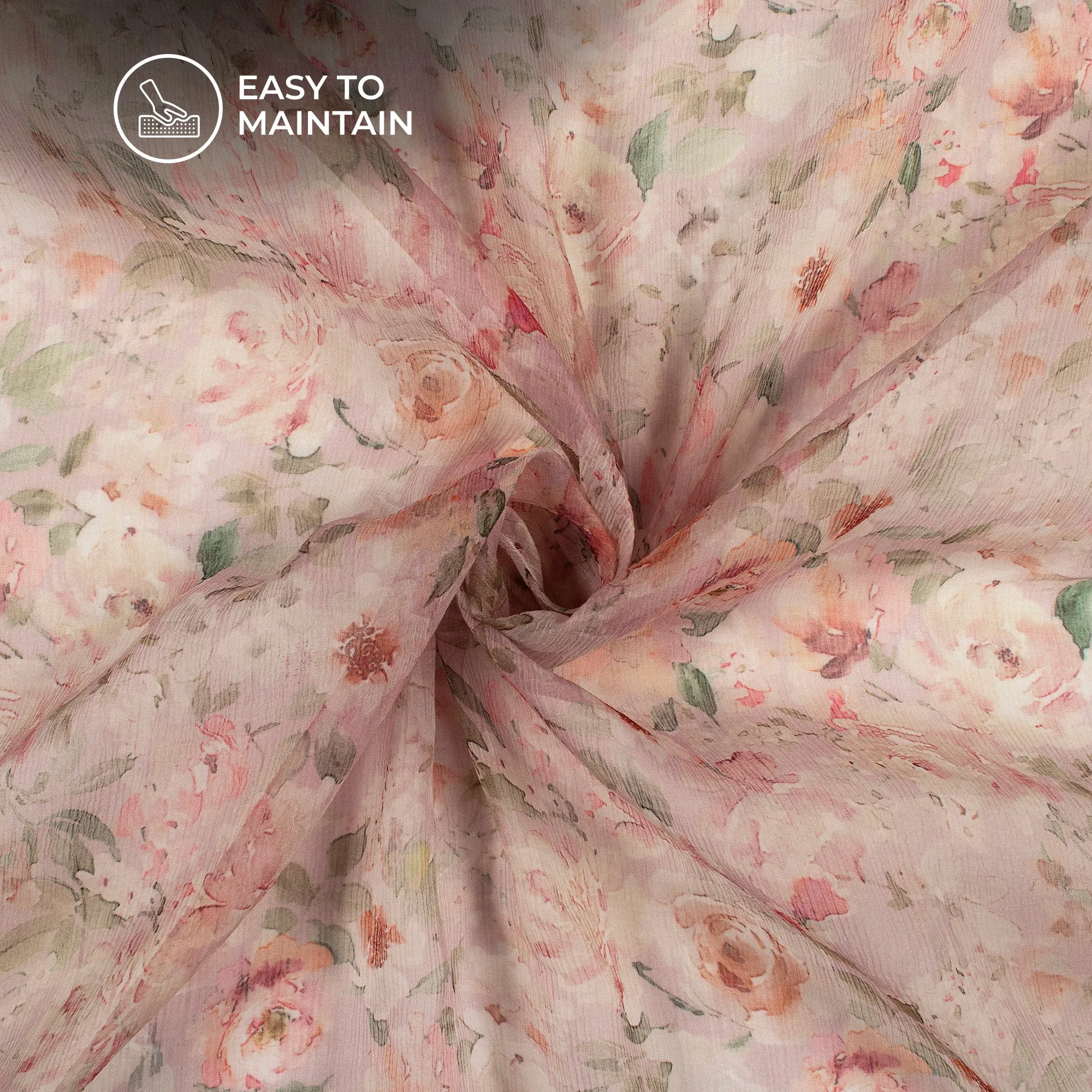 Floral Print Bemberg Chiffon Fabric - Buy Now