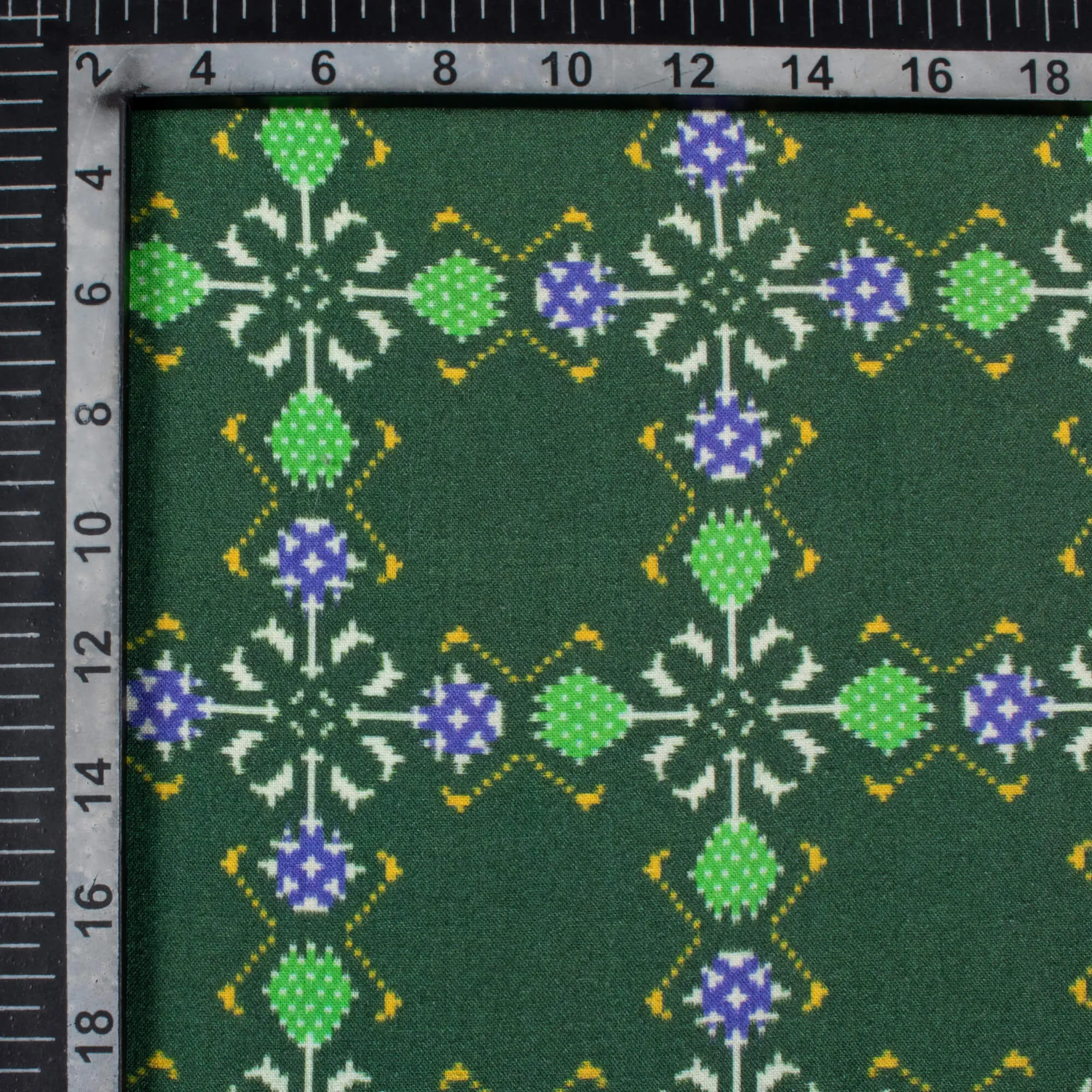 Forest Green Royal Purple Patola Pattern fabric 58 Width - Digital Print Viscose Rayon