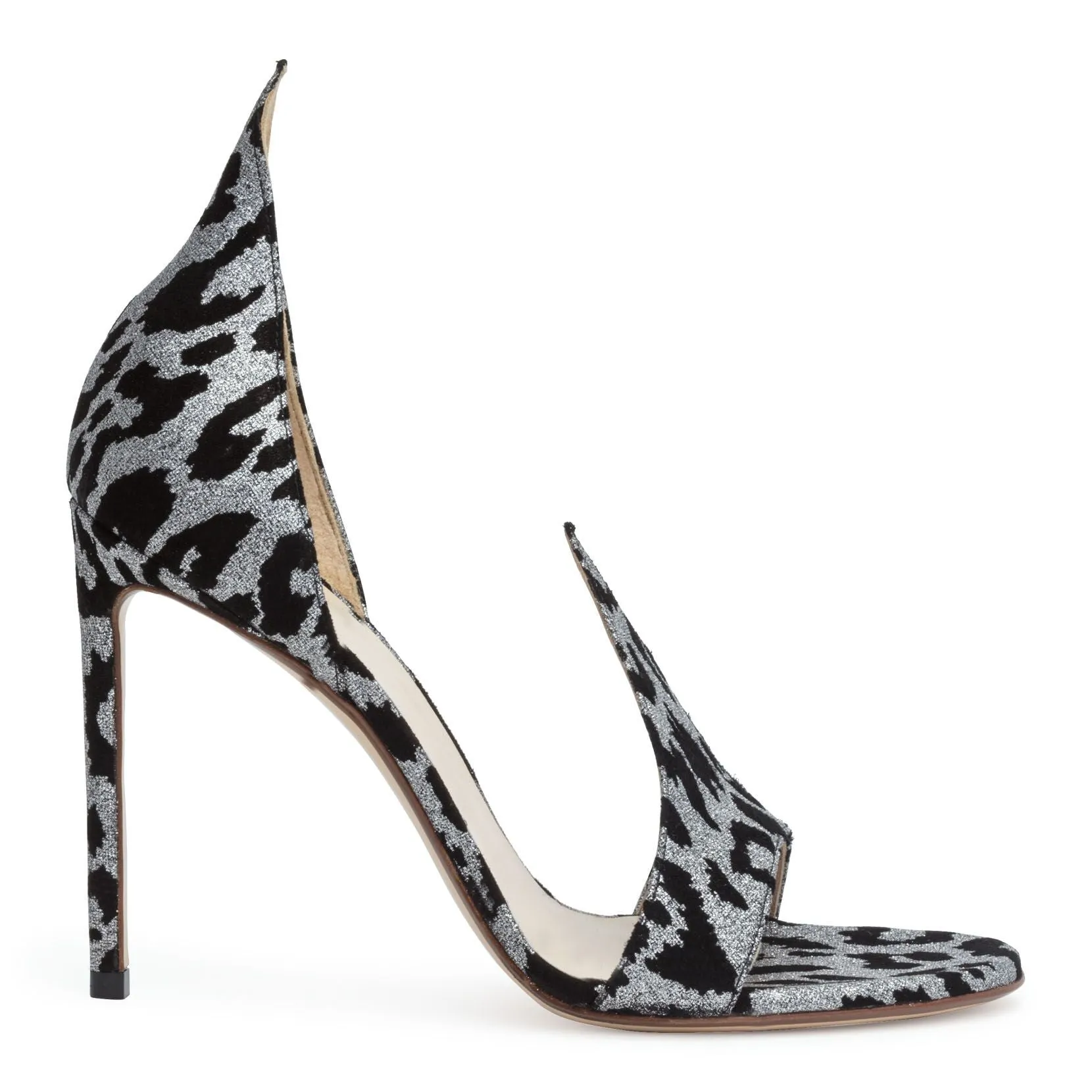 Francesco Russo Leopard 105 Glitter Suede Sandals