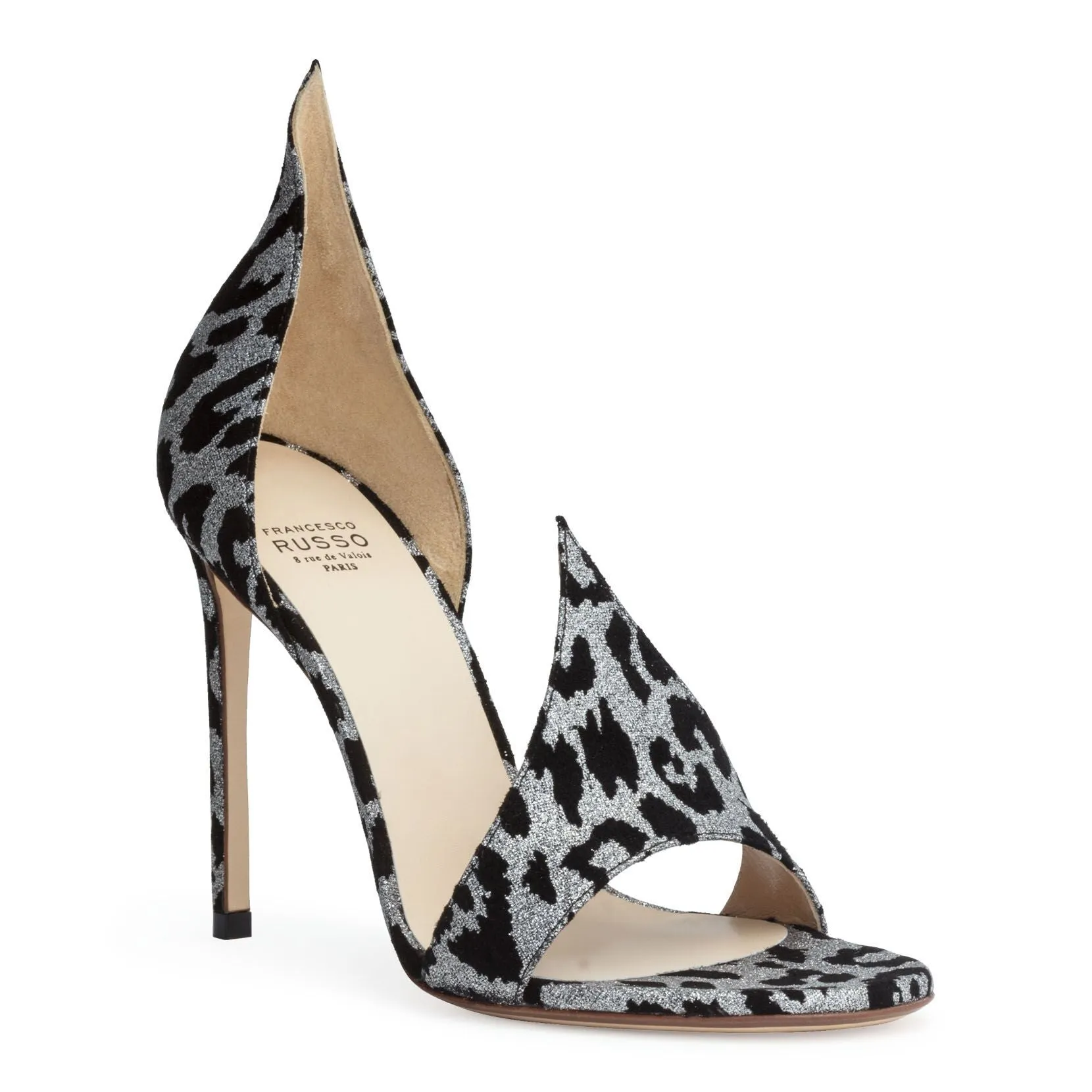 Francesco Russo Leopard 105 Glitter Suede Sandals