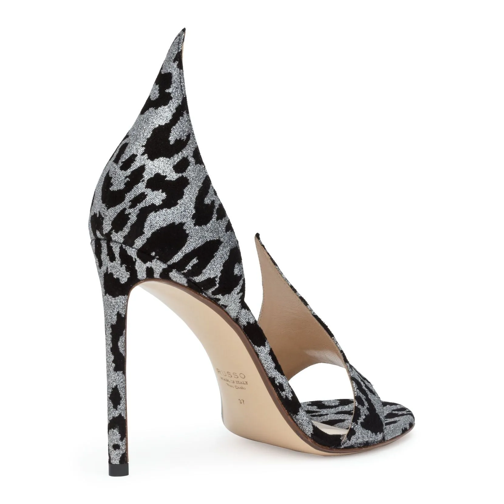 Francesco Russo Leopard 105 Glitter Suede Sandals