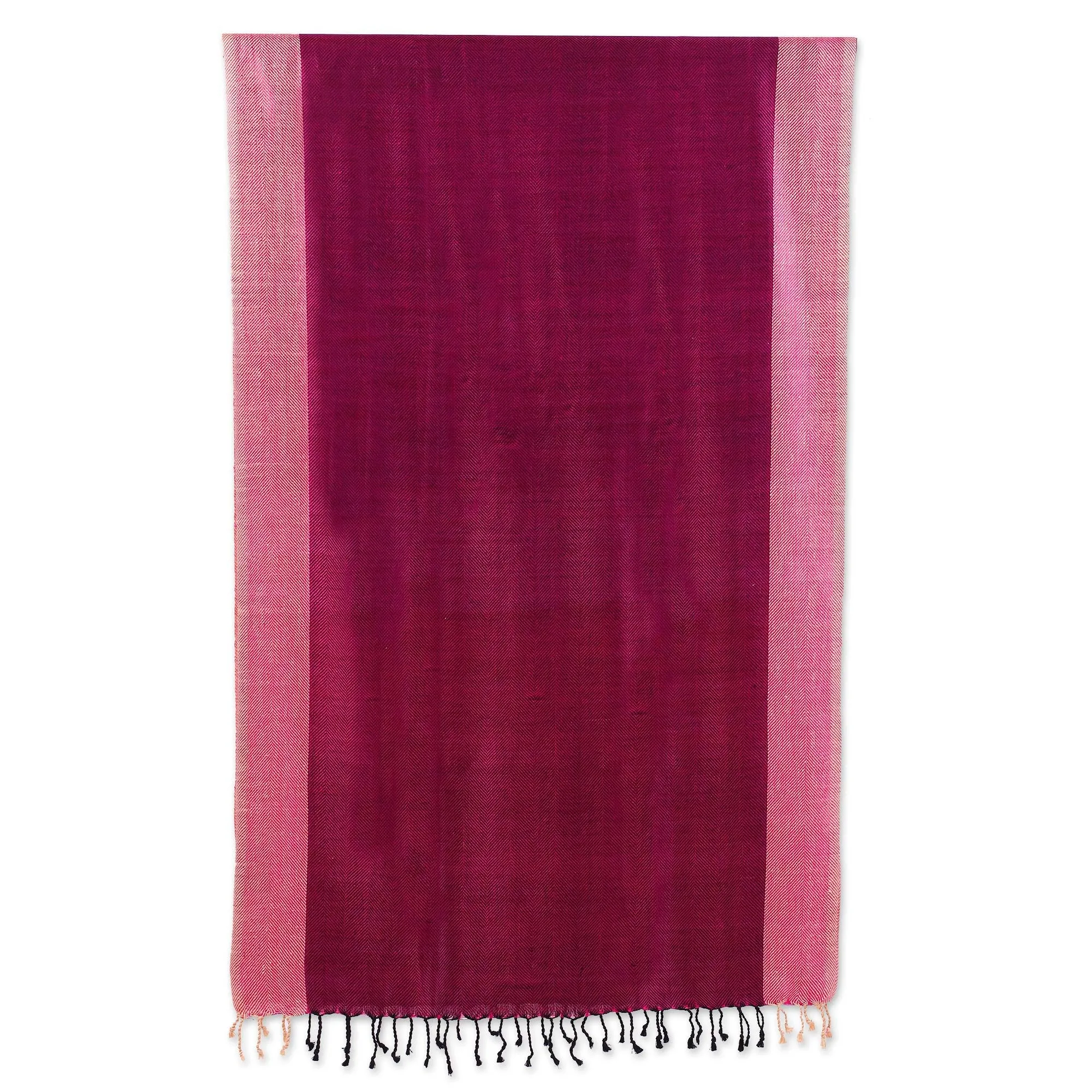 Fuchsia and Parchment Indian Handwoven Silk Shawl - Fuchsia Glory