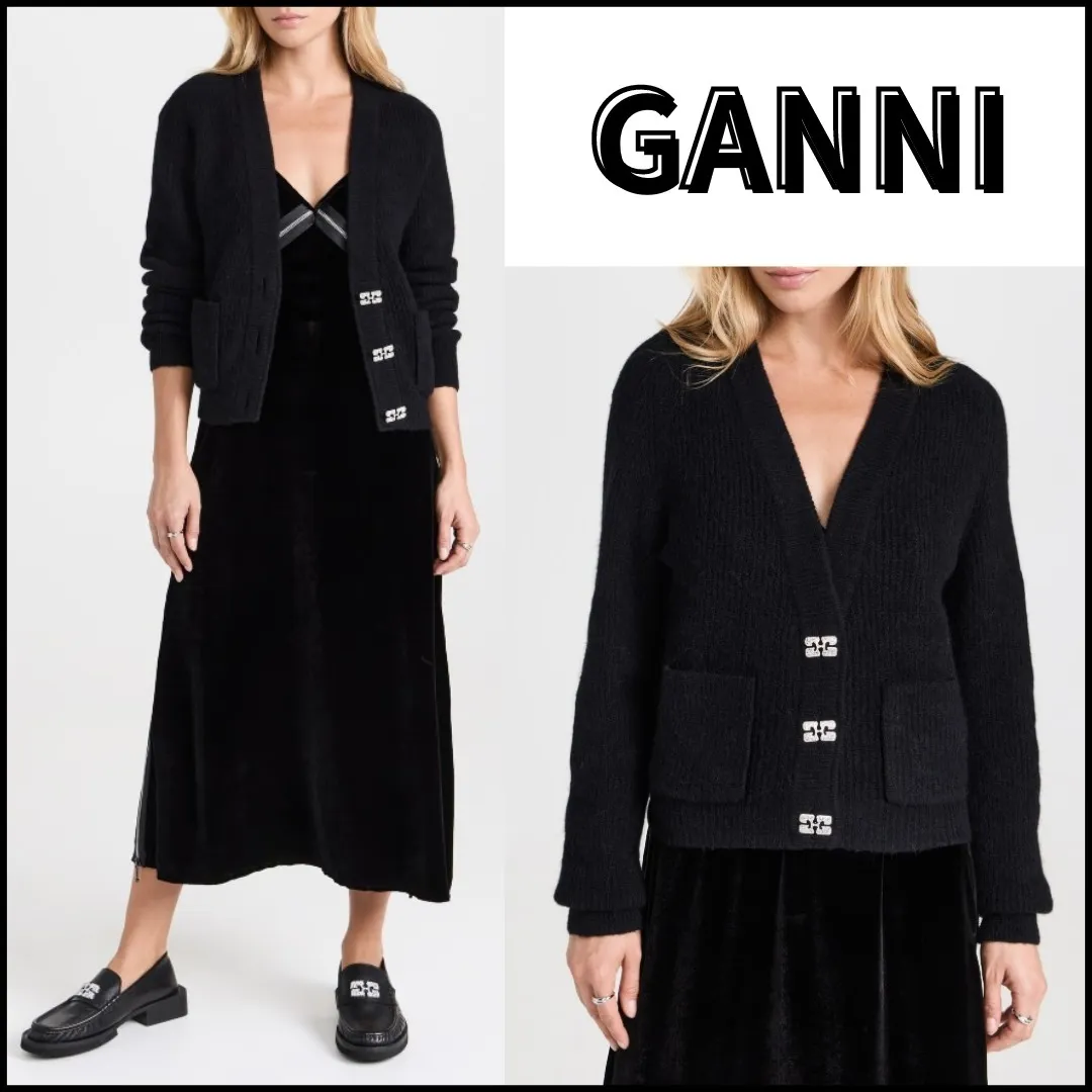 Ganni Casual Long-Sleeve Plain Oversized Logo Office Style