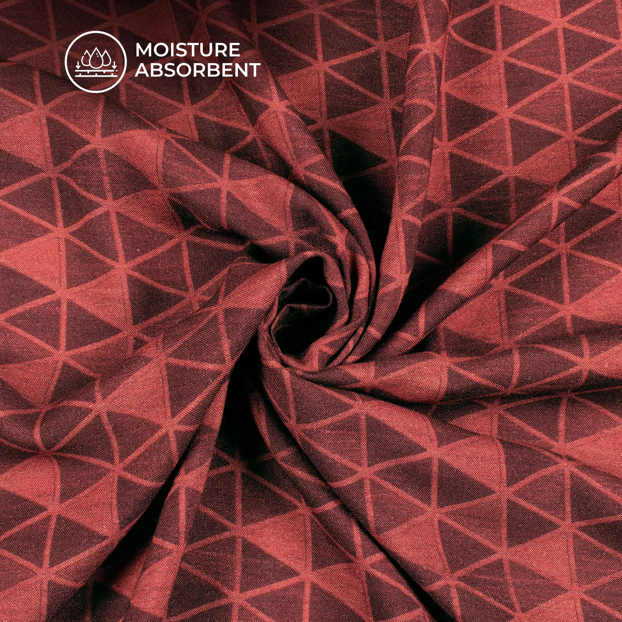 Geometric Rose Wood Digital Print Viscose Rayon Fabric - 58 Width.