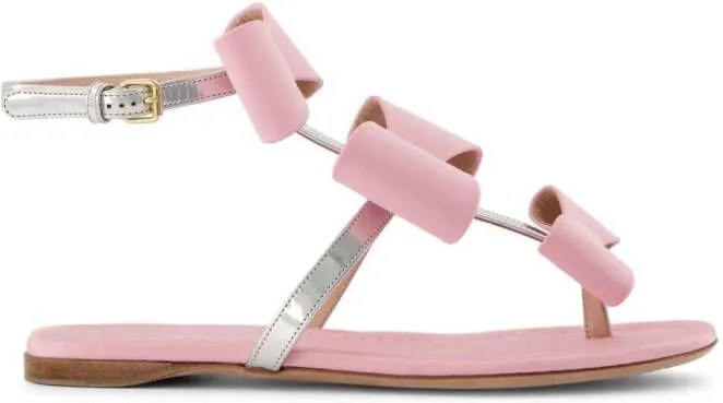 Giambattista Valli Flat Sandals with Bow Detail in Pink