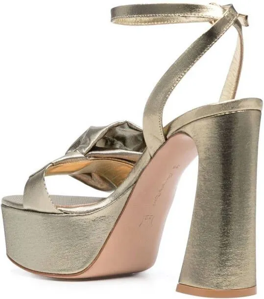 Gianvito Rossi Rosie 120mm Sandals with Bow Detail in Gold