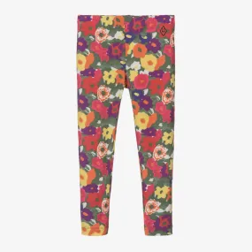 Green & Pink Floral Leggings for Girls