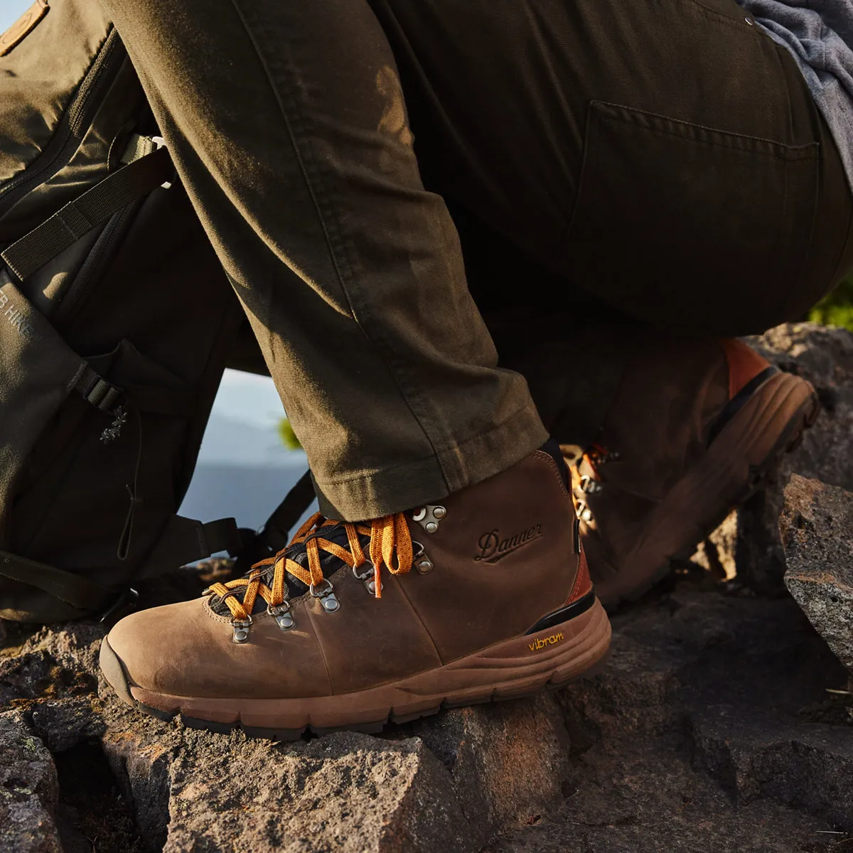 Hiking boots for mountains.