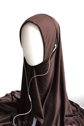 Instant Jersey Hijab in Dark Brown - Easy Access