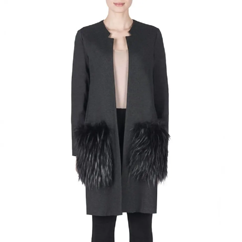 Joseph Ribkoff - Faux Fur Coat with Pockets