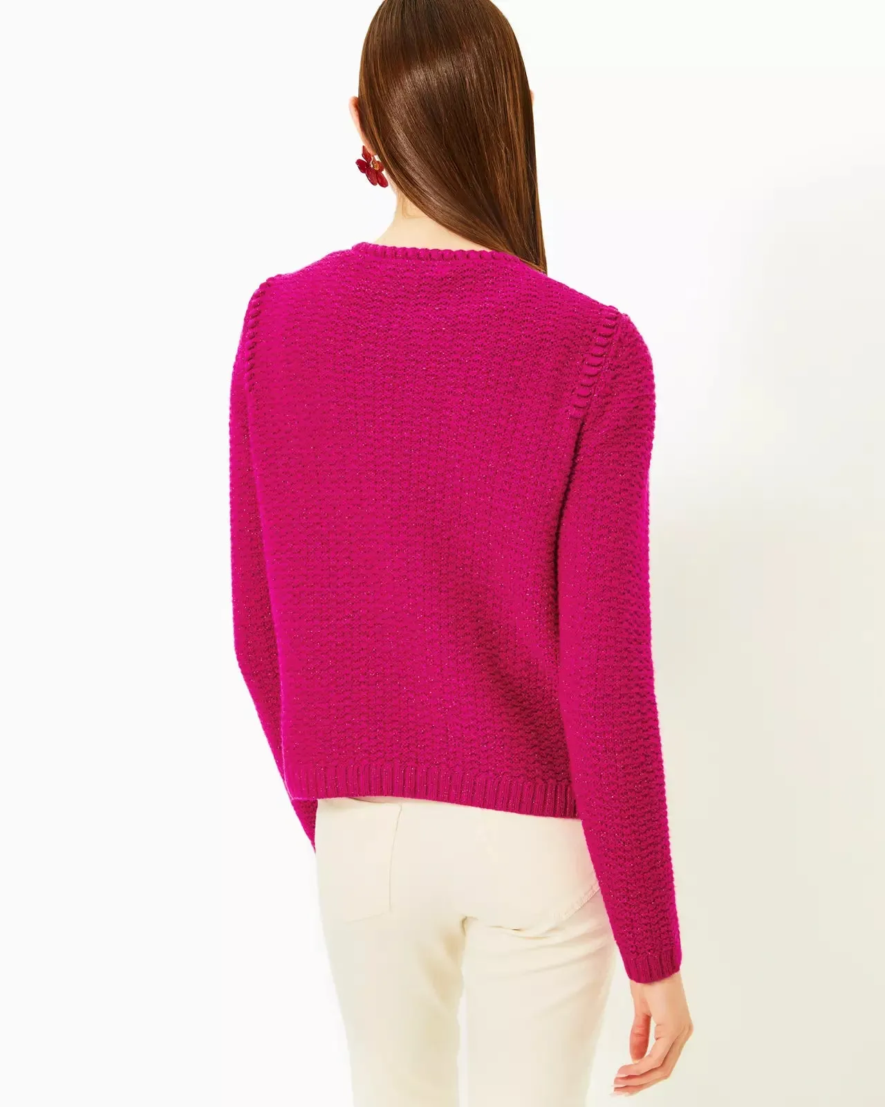 Kenton Cardigan in Mystique Pink Metallic