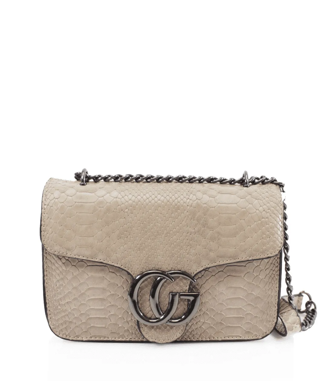 Khaki Snake Pattern Shoulder Bag