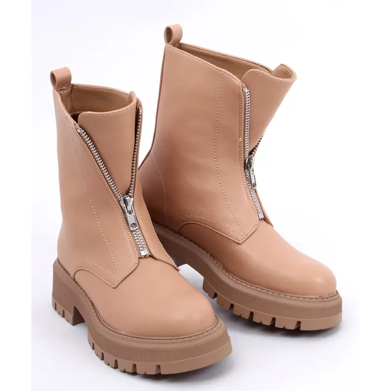 Laura Beige Camel Military Boots